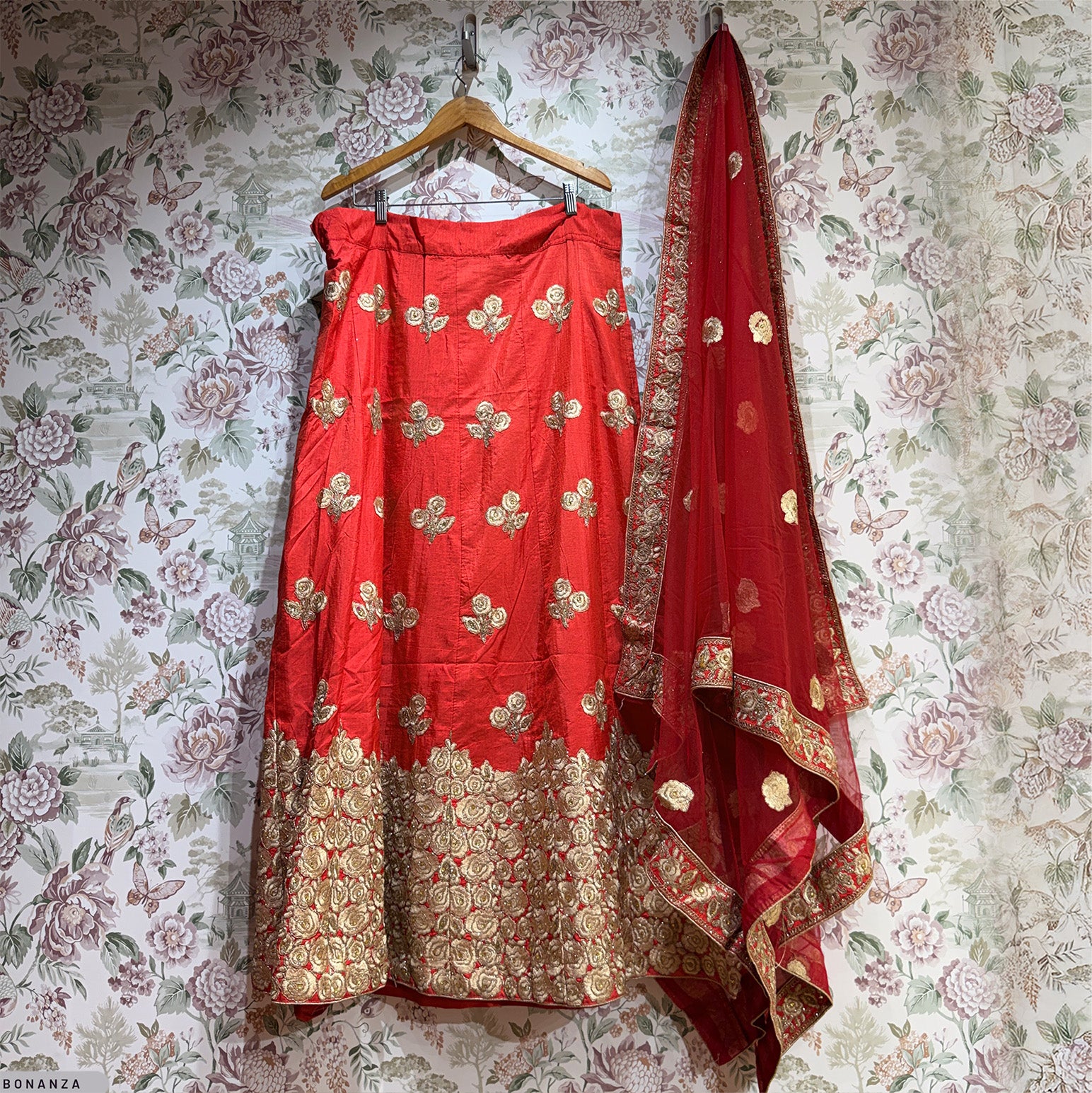 The Saubhagya Edit: Orange Heritage Lehenga Ensemble I – Orange – view 4
