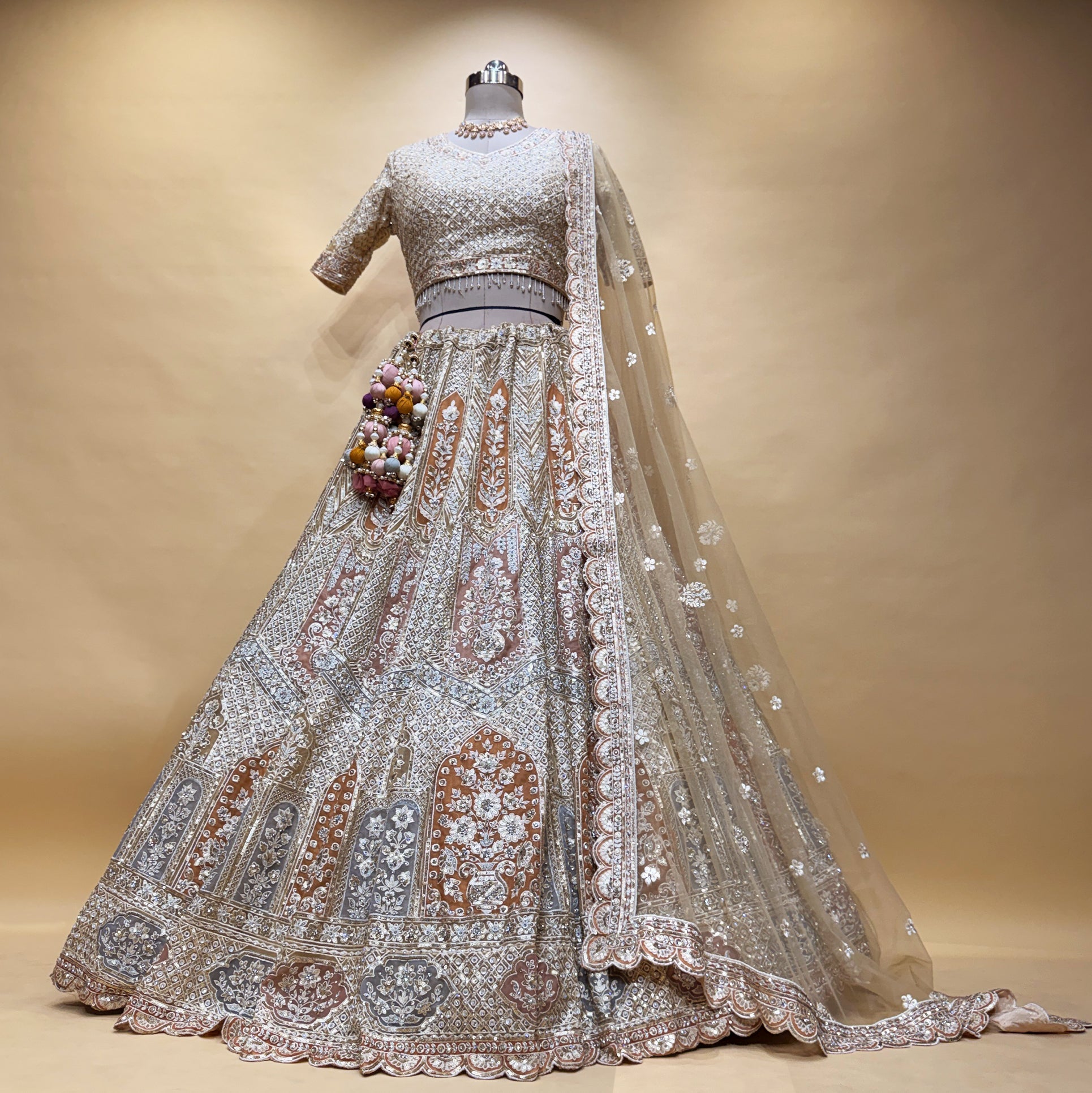The Mangalam Heirloom: Ivory Heritage Lehenga Ensemble I – Ivory – view 1