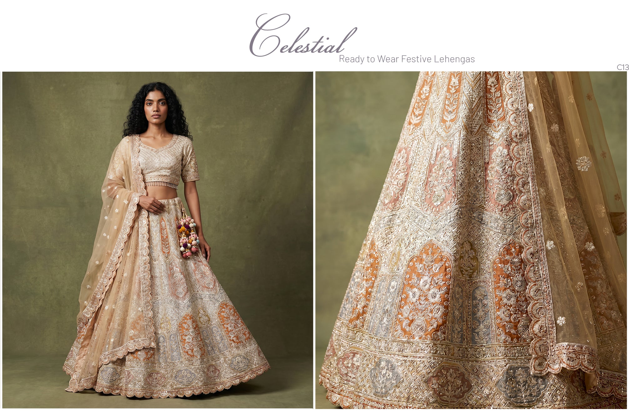 The Mangalam Heirloom: Ivory Heritage Lehenga Ensemble I – Ivory – view 2