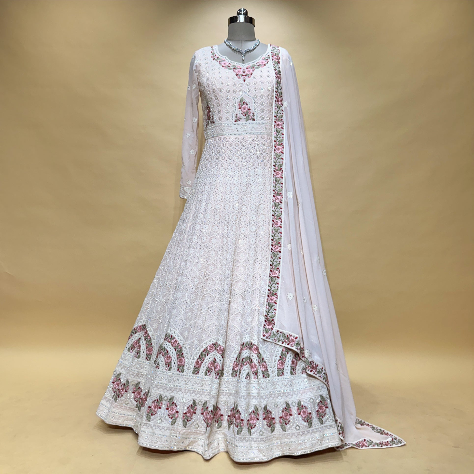 The Marwar Collection Edit: White Heritage Lehenga Ensemble III – Off White – view 1