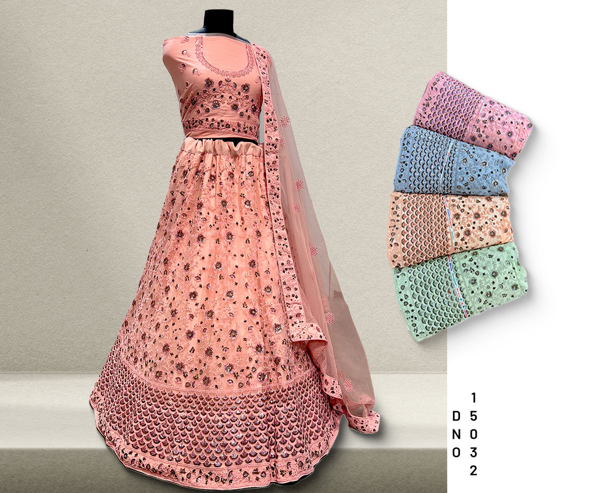 The Mewar Heritage Collection: Peach Heritage Lehenga Ensemble – Peach – view 1