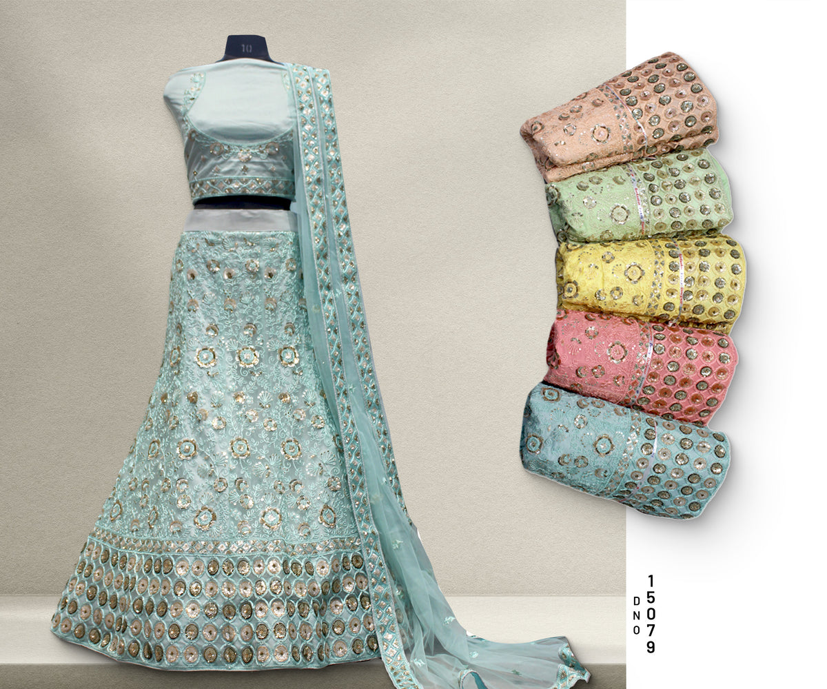 The Udaipur Royal Collection: Blue Heritage Lehenga Ensemble III – Blue – view 1
