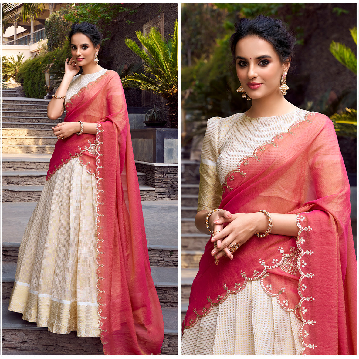 The Utsav Heirloom: Ivory Heritage Lehenga Ensemble I – Ivory – view 1