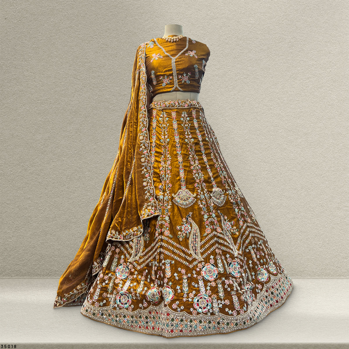 The Aarohi Heirloom: Yellow Heritage Lehenga Ensemble – Yellow – view 1