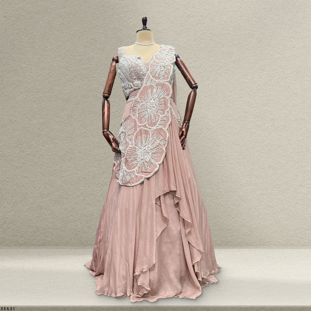 The Jharokha Heirloom Edit: Pink Heritage Lehenga Ensemble IV – Baby Pink – view 1