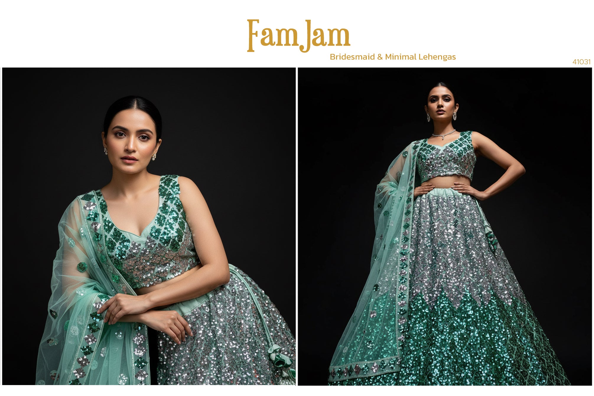 The Aarohi Heirloom: Green Heritage Lehenga Ensemble I – Green – view 1