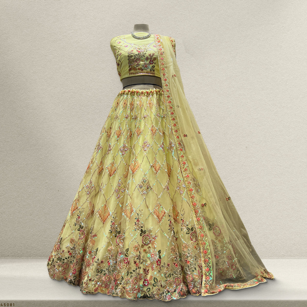The Kalyani Darbar: Lavender Net Lehenga Ensemble II – Lavender – view 3