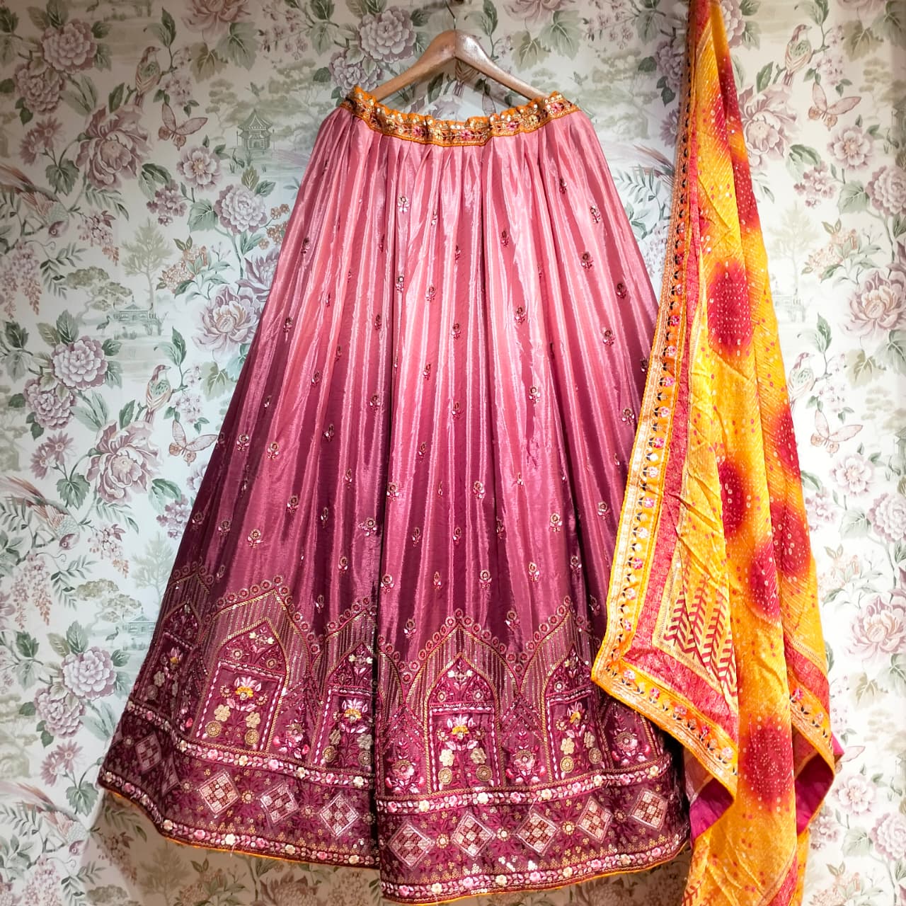 The Udaipur Royal Heirloom: Pink Heritage Lehenga Ensemble III – Pink – view 1