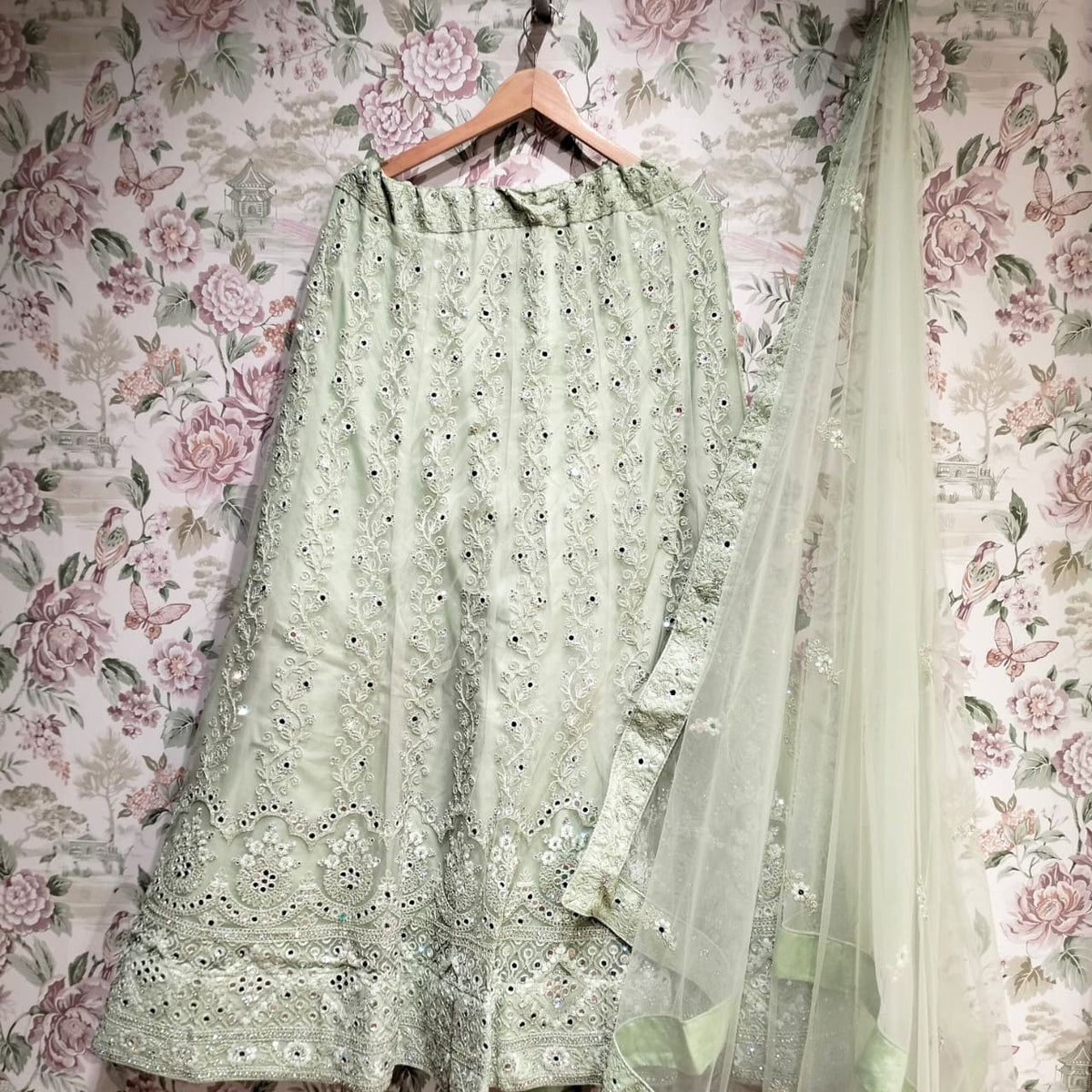 The Vivaha Heirloom: Green Heritage Lehenga Ensemble I – Green – view 1