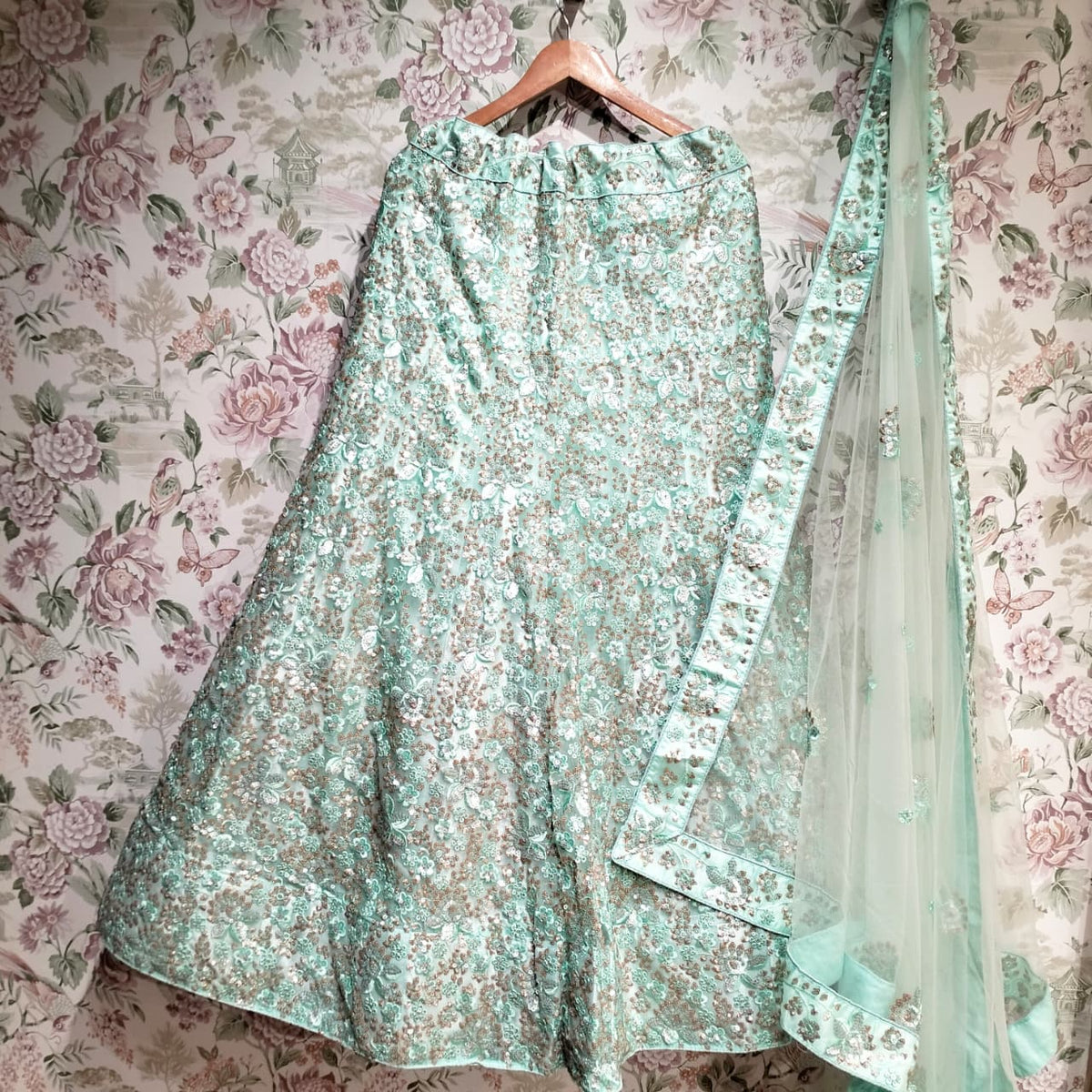 The Vivaha Darbar: Green Heritage Lehenga Ensemble III – Green – view 1