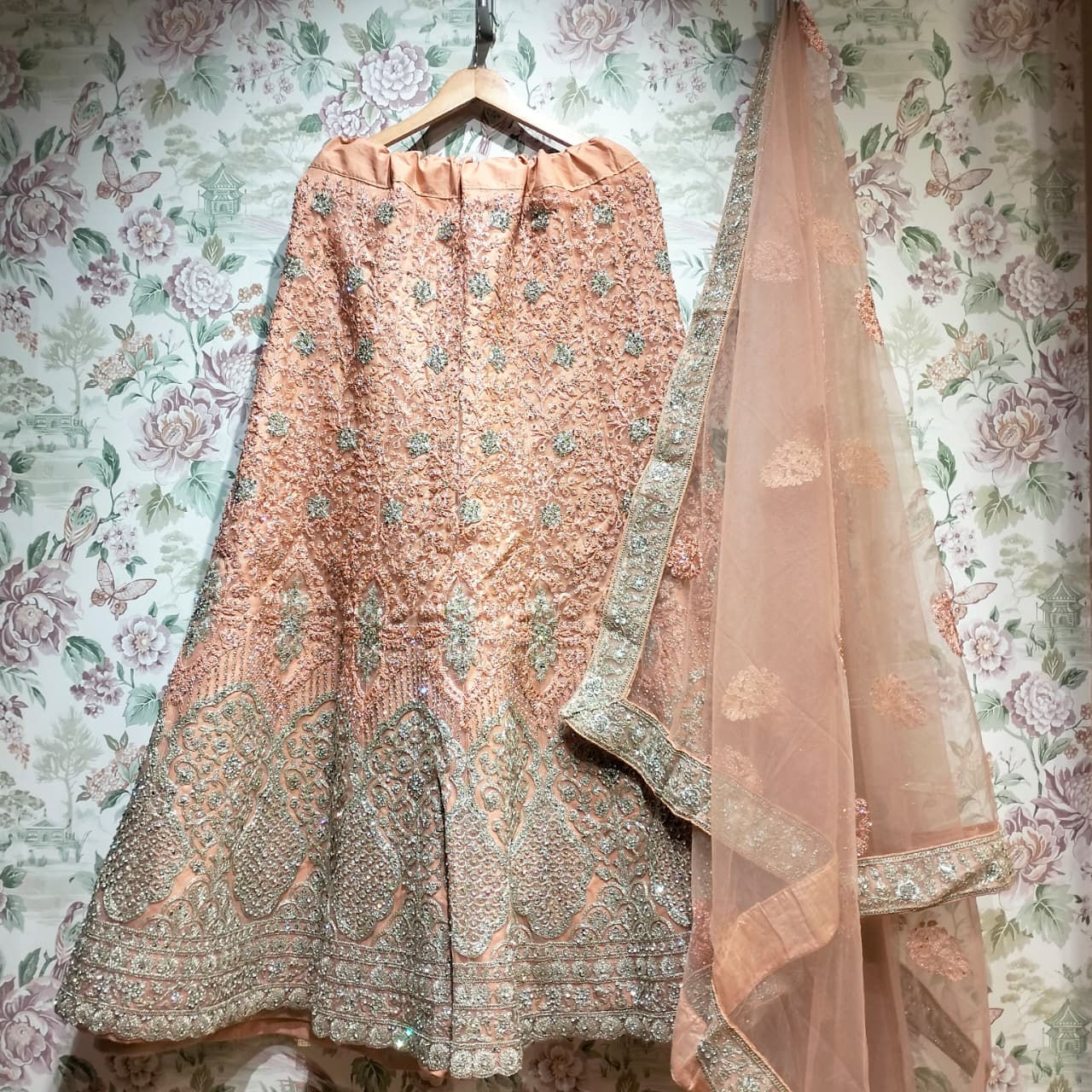 The Mewar Heritage Heirloom: Peach Heritage Lehenga Ensemble I – Peach – view 1