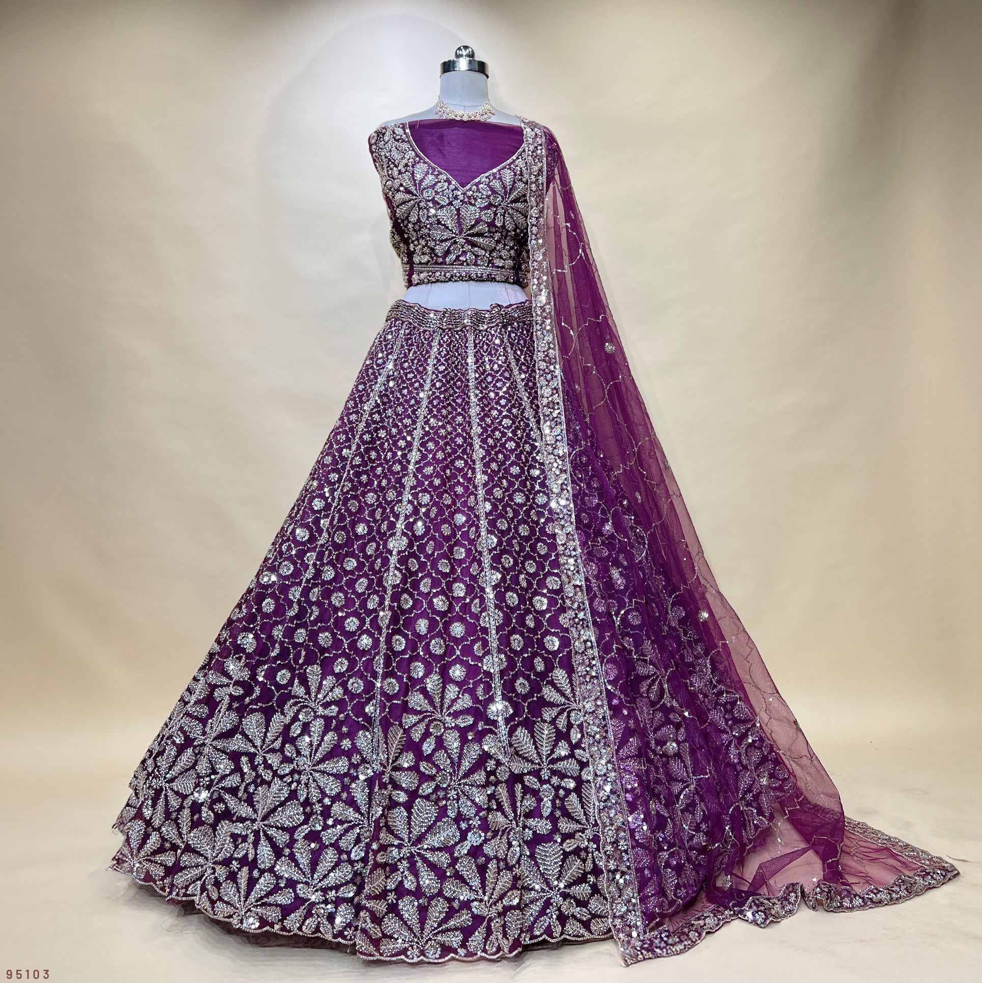 The Banaras Loom Edit: Wine Heritage Lehenga Ensemble I – Wine – view 2