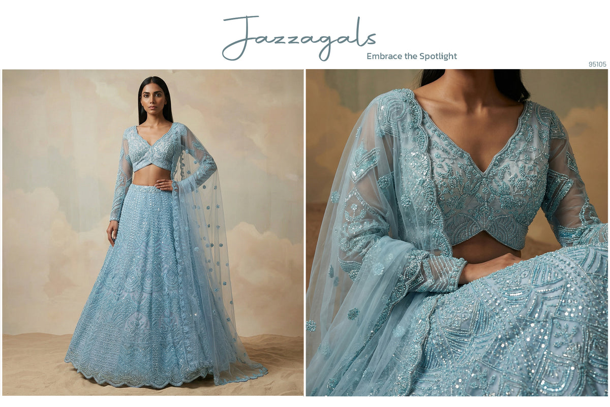 The Banaras Loom Heirloom: Black Net Lehenga Ensemble II – Black – view 5