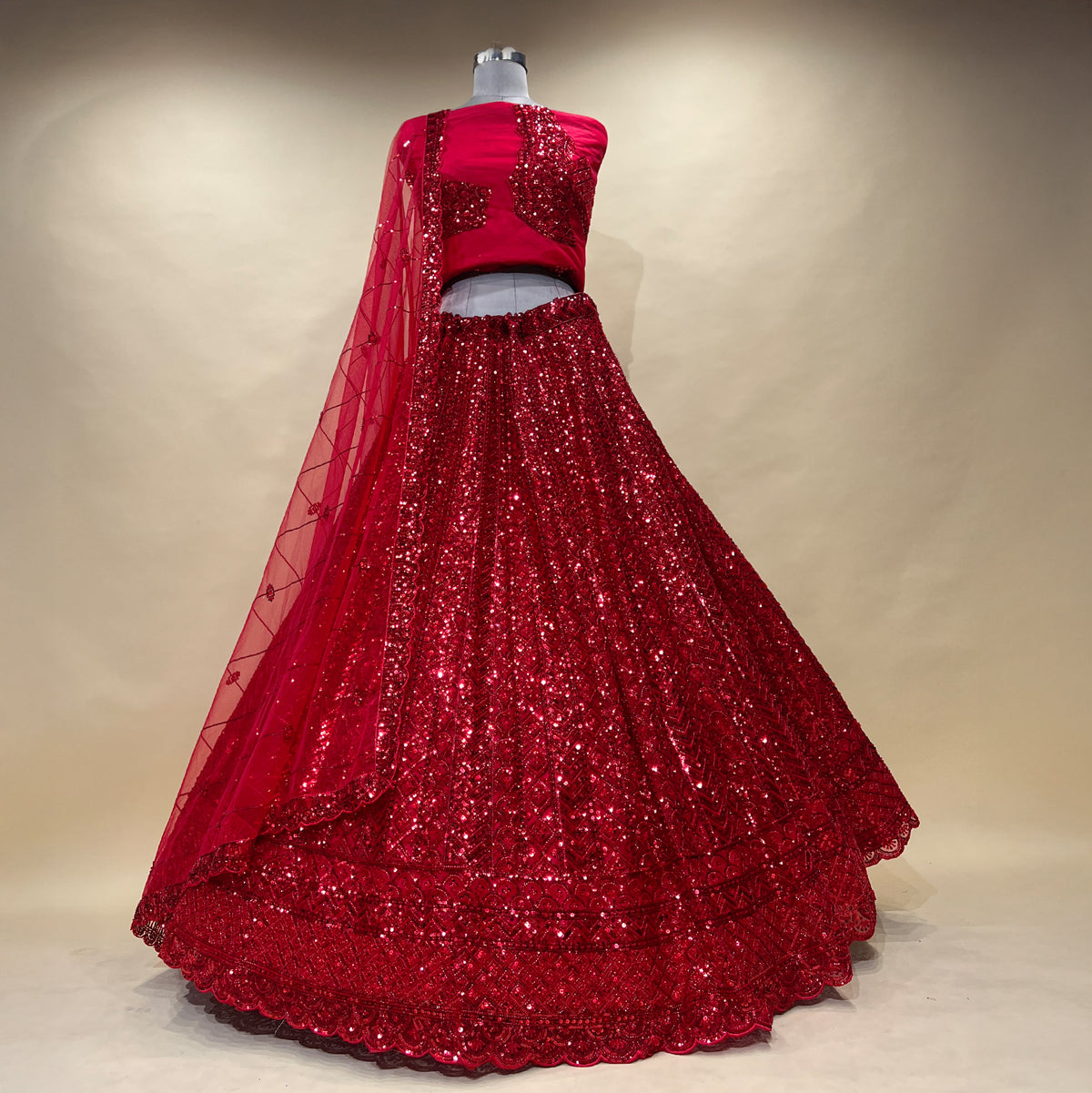 The Amber Fort Collection: Blue Net Lehenga Ensemble – Blue – view 5