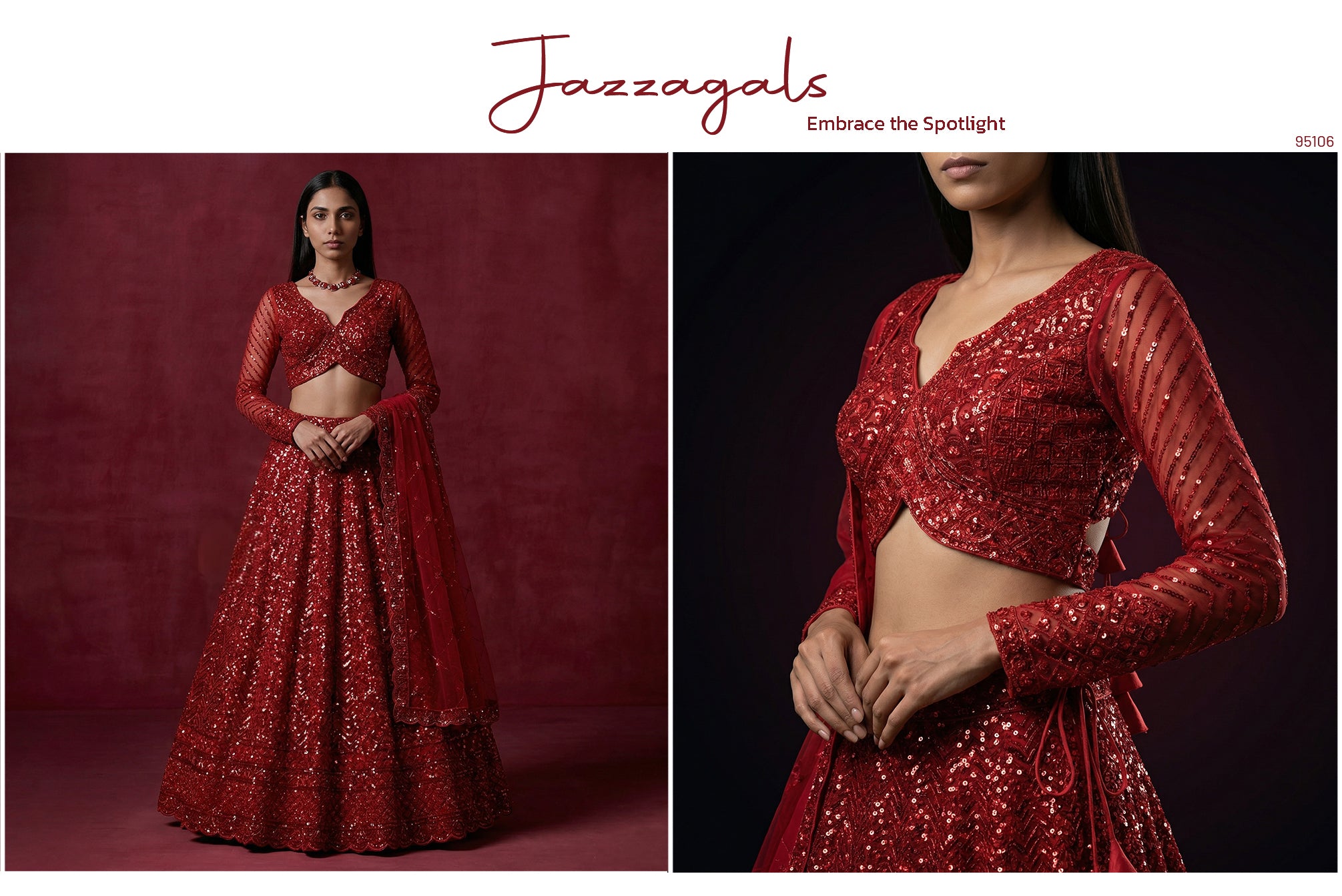 The Amber Fort Collection: Blue Net Lehenga Ensemble – Blue – view 6