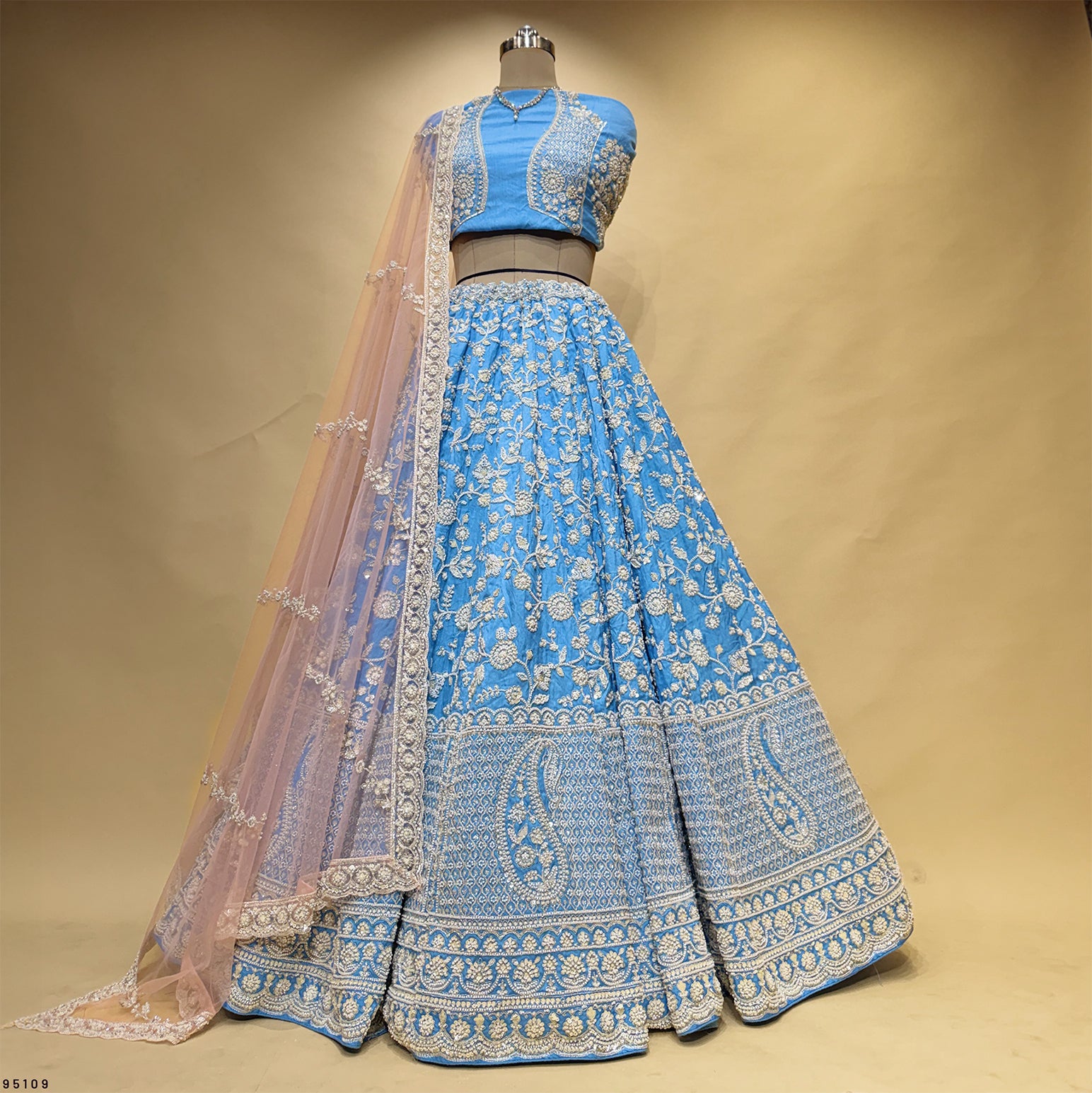 The Vivaha Darbar: Blue Silk Lehenga Ensemble II – Blue – view 1