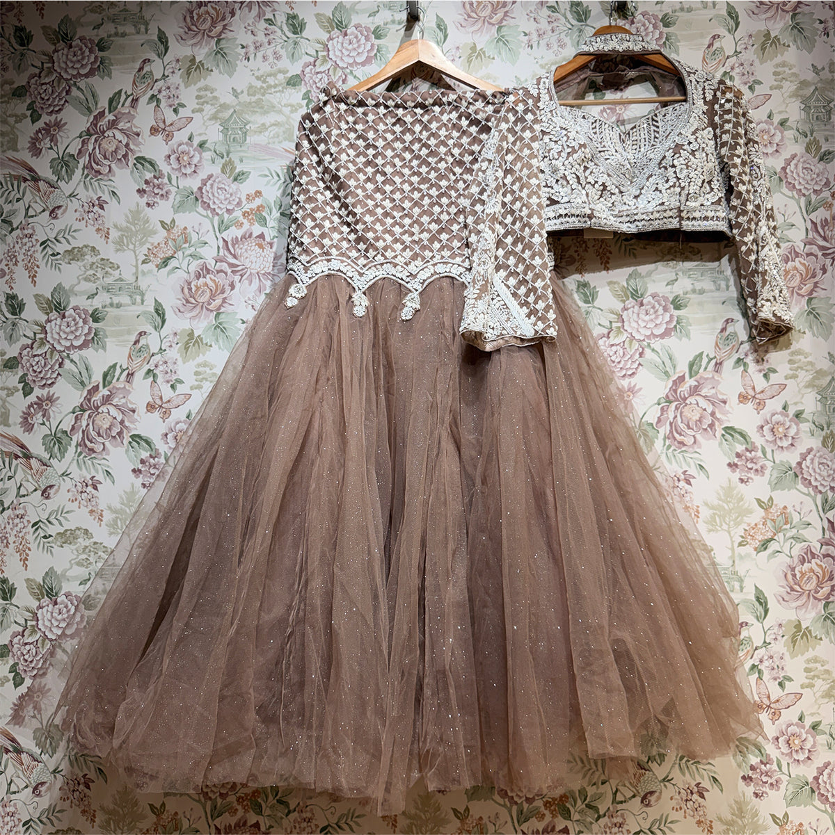 The Amber Fort Edit: Peach Heritage Lehenga Ensemble III – Peach – view 1