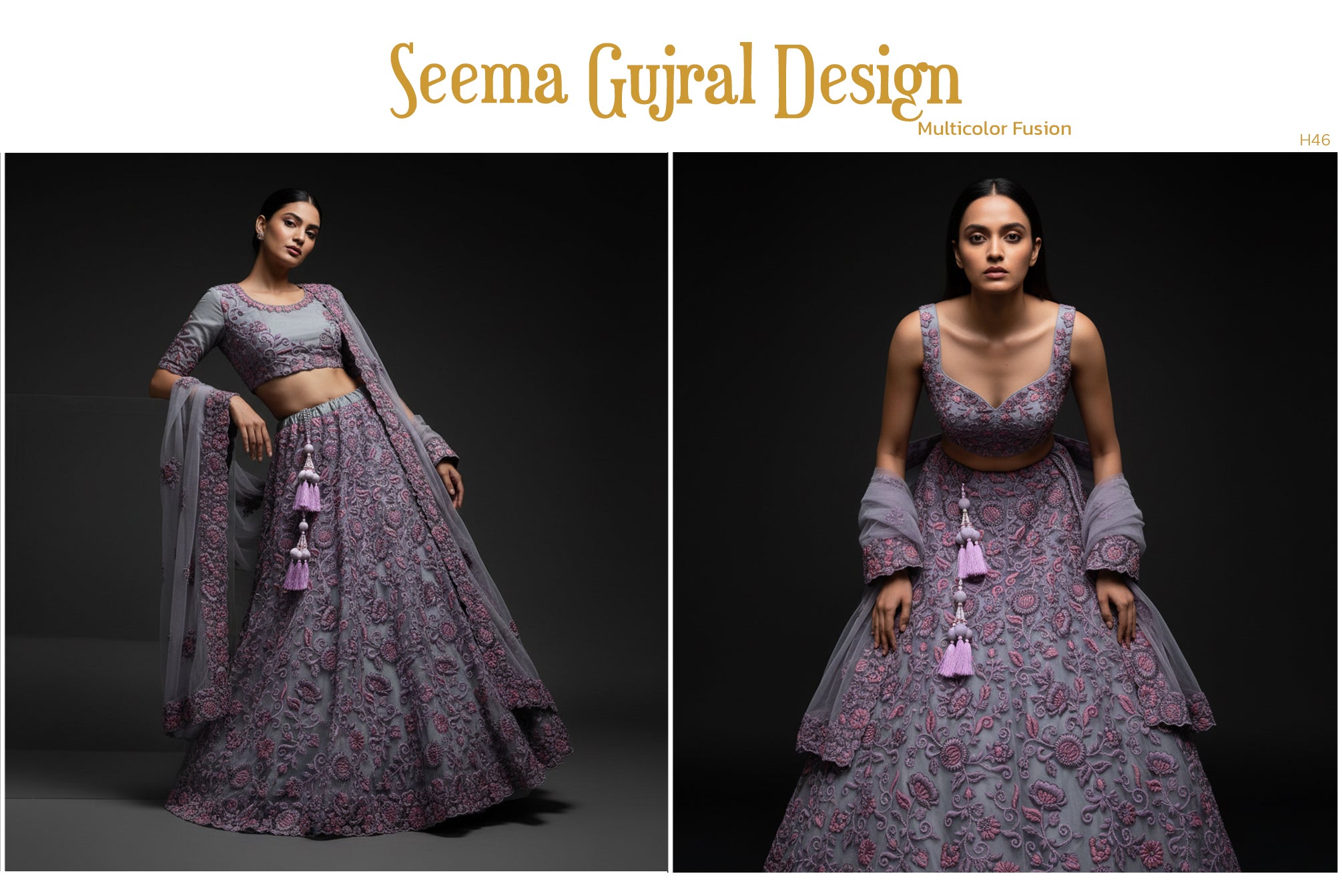 The Kashi Trousseau Edit: Lavender Net Lehenga Ensemble I – Lavender – view 1