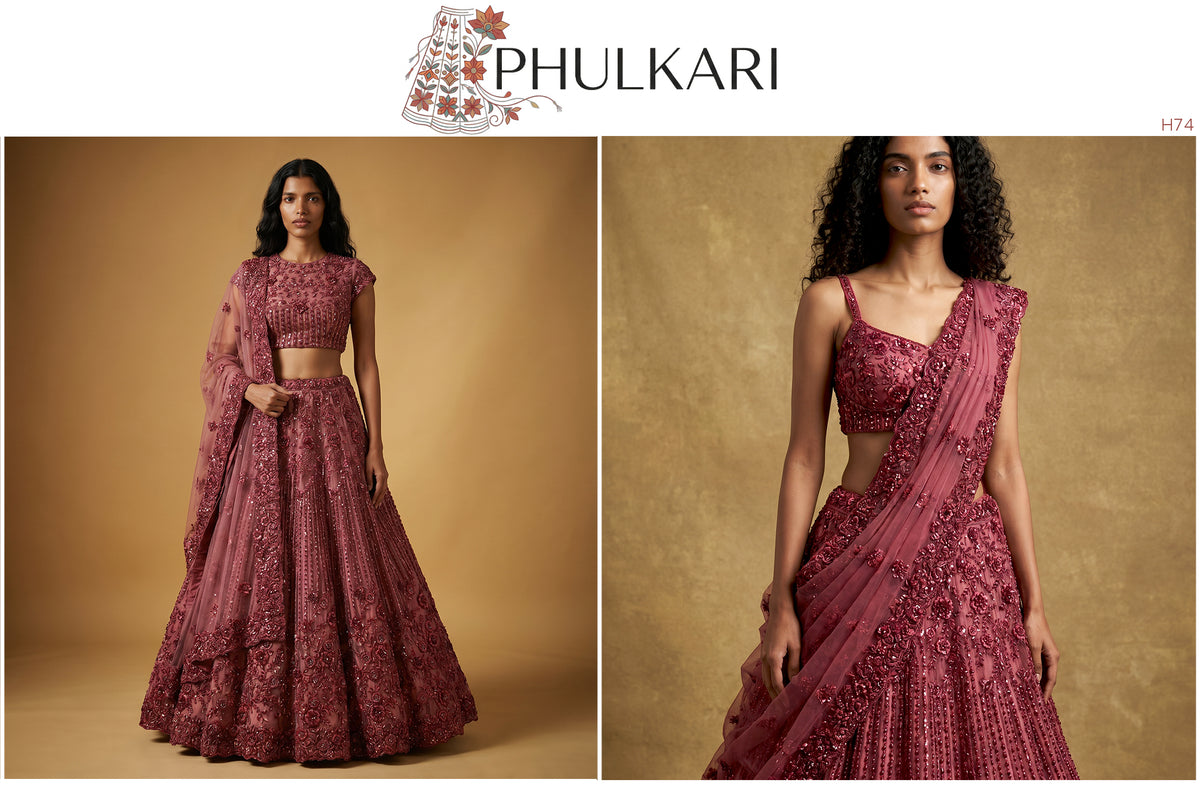 The Saubhagya Edit: Maroon Net Lehenga Ensemble III – Maroon – view 2
