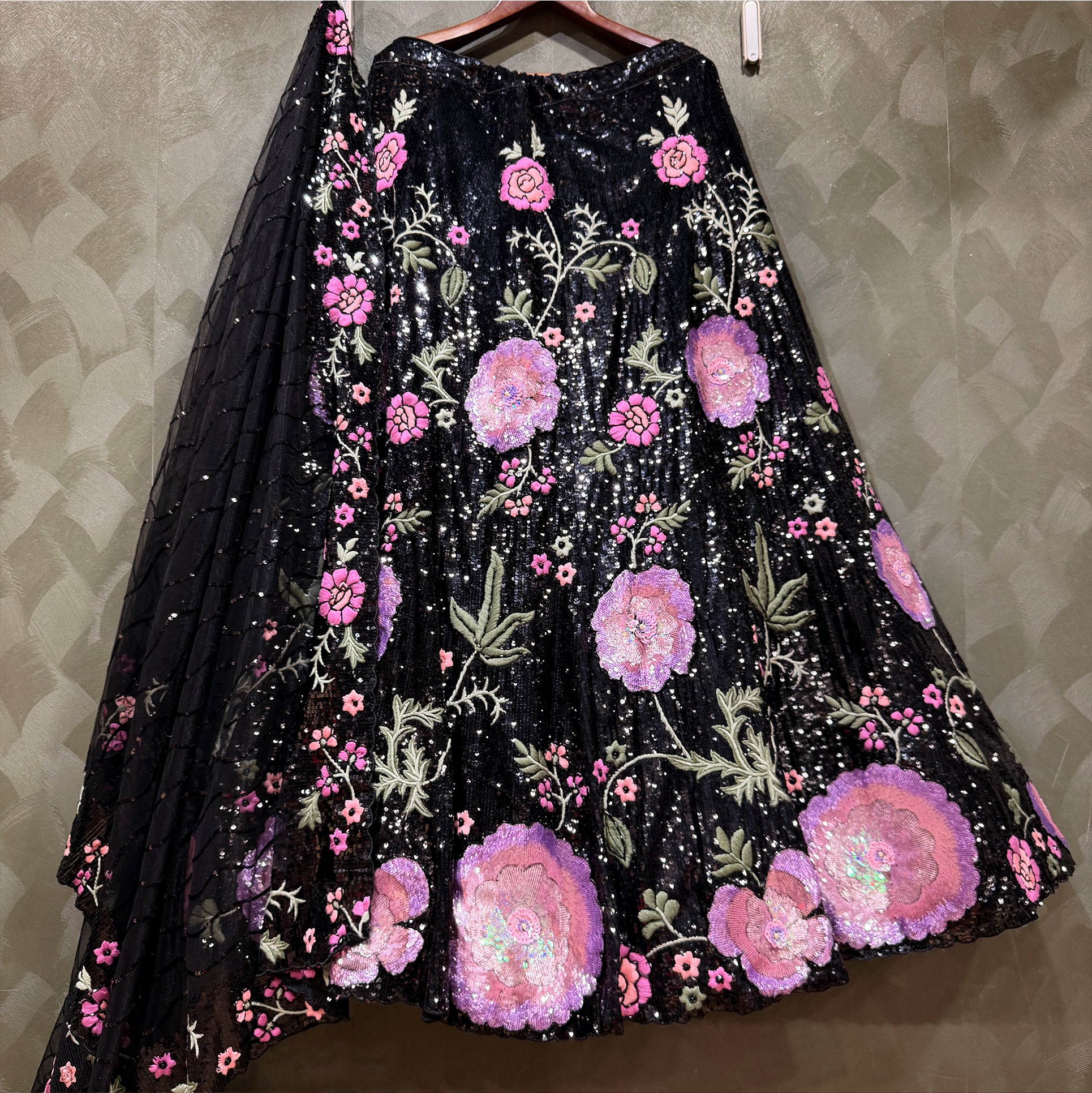 The Mewar Heritage Heirloom: Black Heritage Lehenga Ensemble – Black – view 1