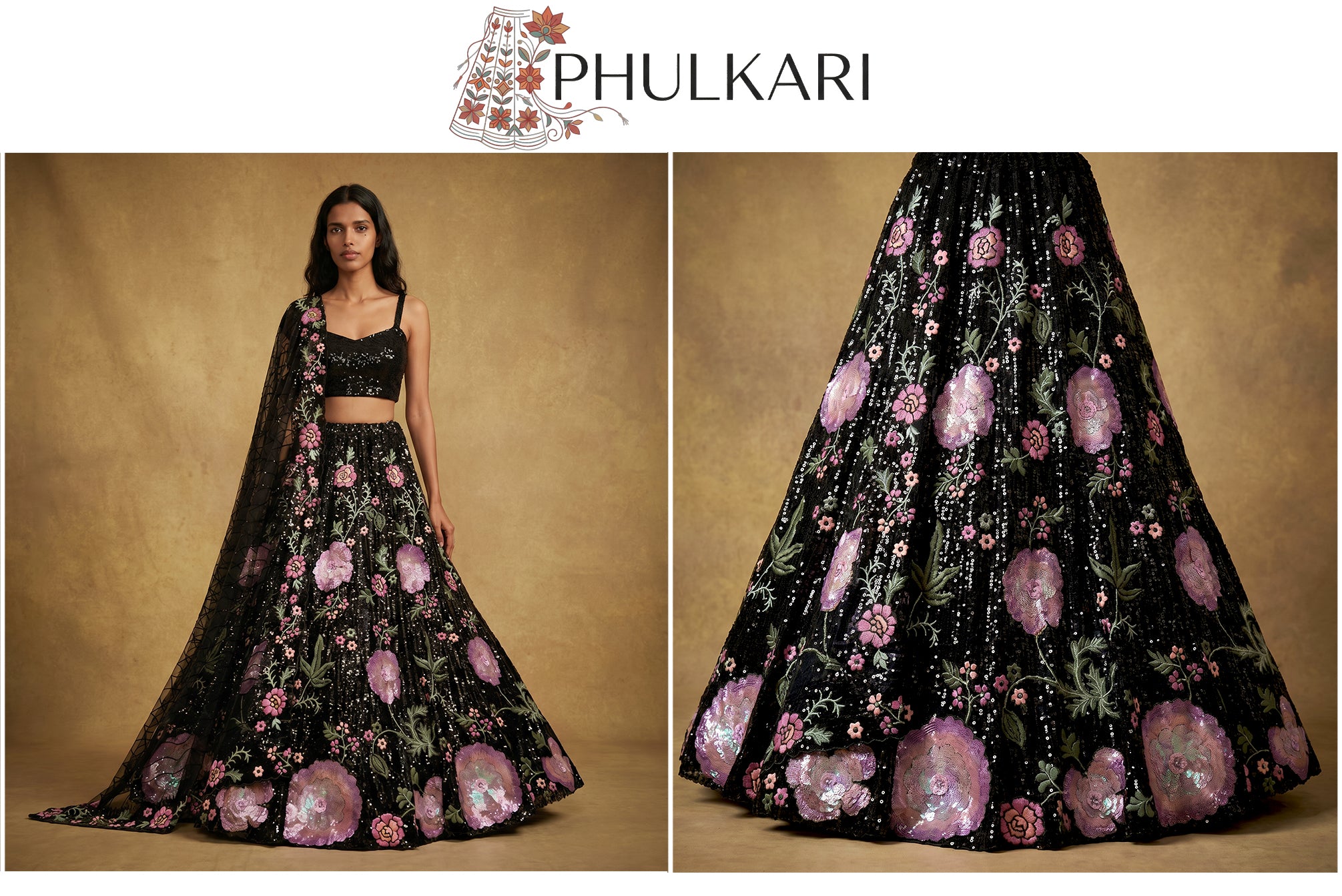 The Mewar Heritage Heirloom: Black Heritage Lehenga Ensemble – Black – view 3