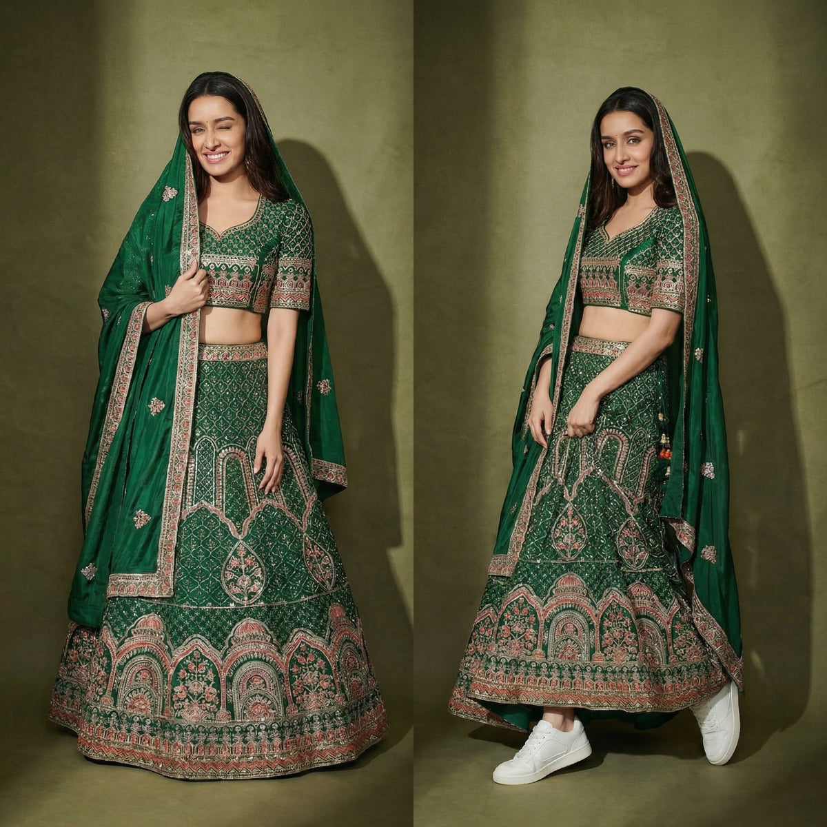 The Aarohi Collection: Green Heritage Lehenga Ensemble IV – Green – view 2
