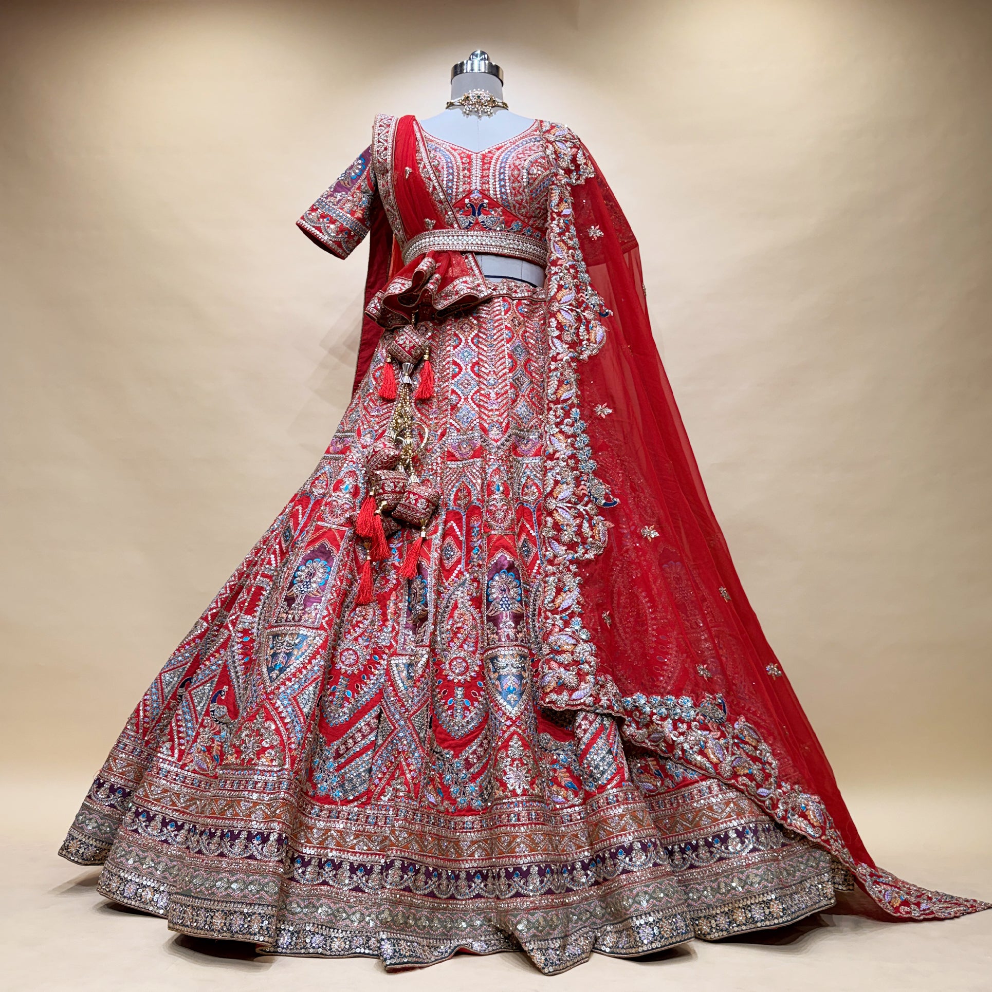 The Kalyani Collection: Pink Silk Lehenga Ensemble III – Pink – view 2