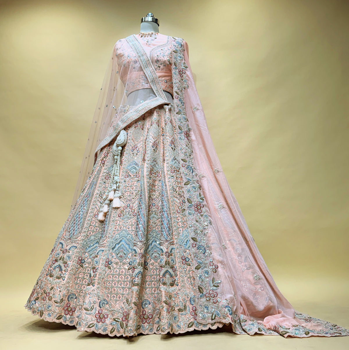 The Rajputana Darbar Edit: Peach Silk Lehenga Ensemble I – Peach – view 2