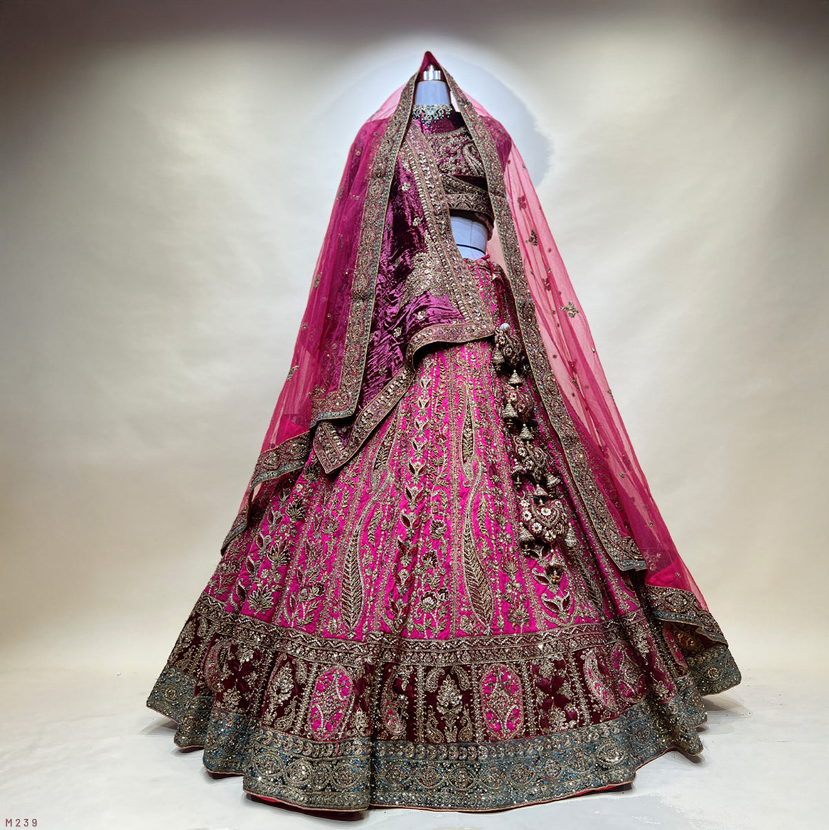 The Ananda Collection: Pink Heritage Lehenga Ensemble III – Pink – view 1