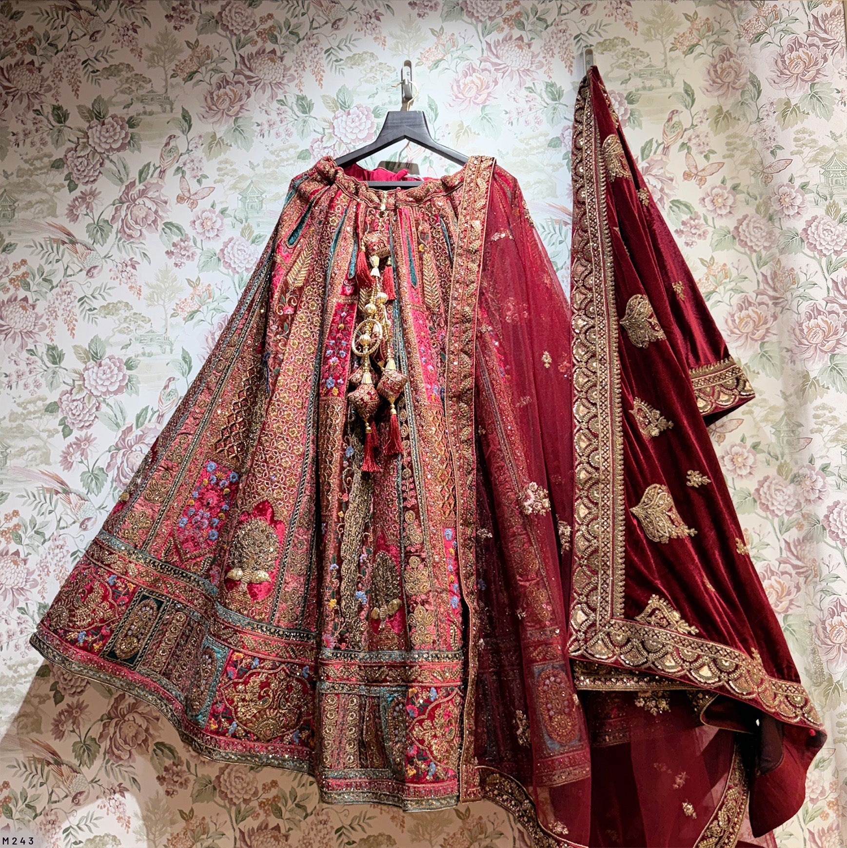 The Jharokha Heirloom Collection: Maroon Heritage Lehenga Ensemble – Maroon – view 1