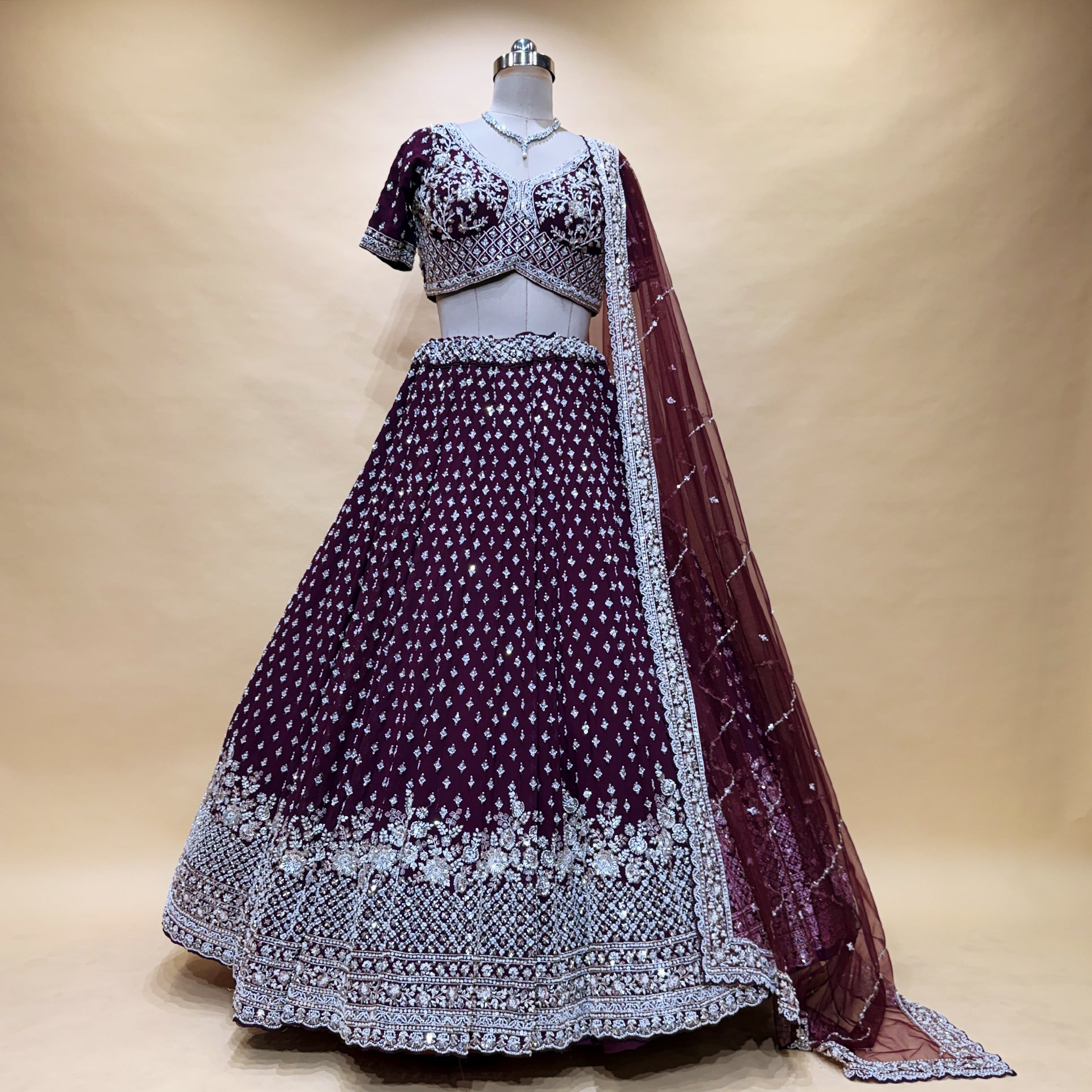 The Utsav Collection: Green Georgette Lehenga Ensemble IV – Green – view 3