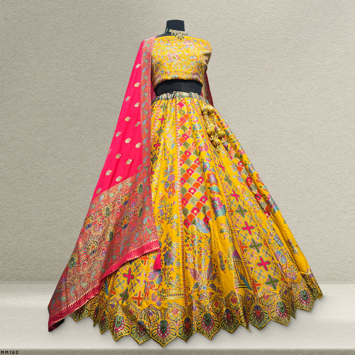 The Ananda Heirloom: Yellow Heritage Lehenga Ensemble IV – Yellow – view 1