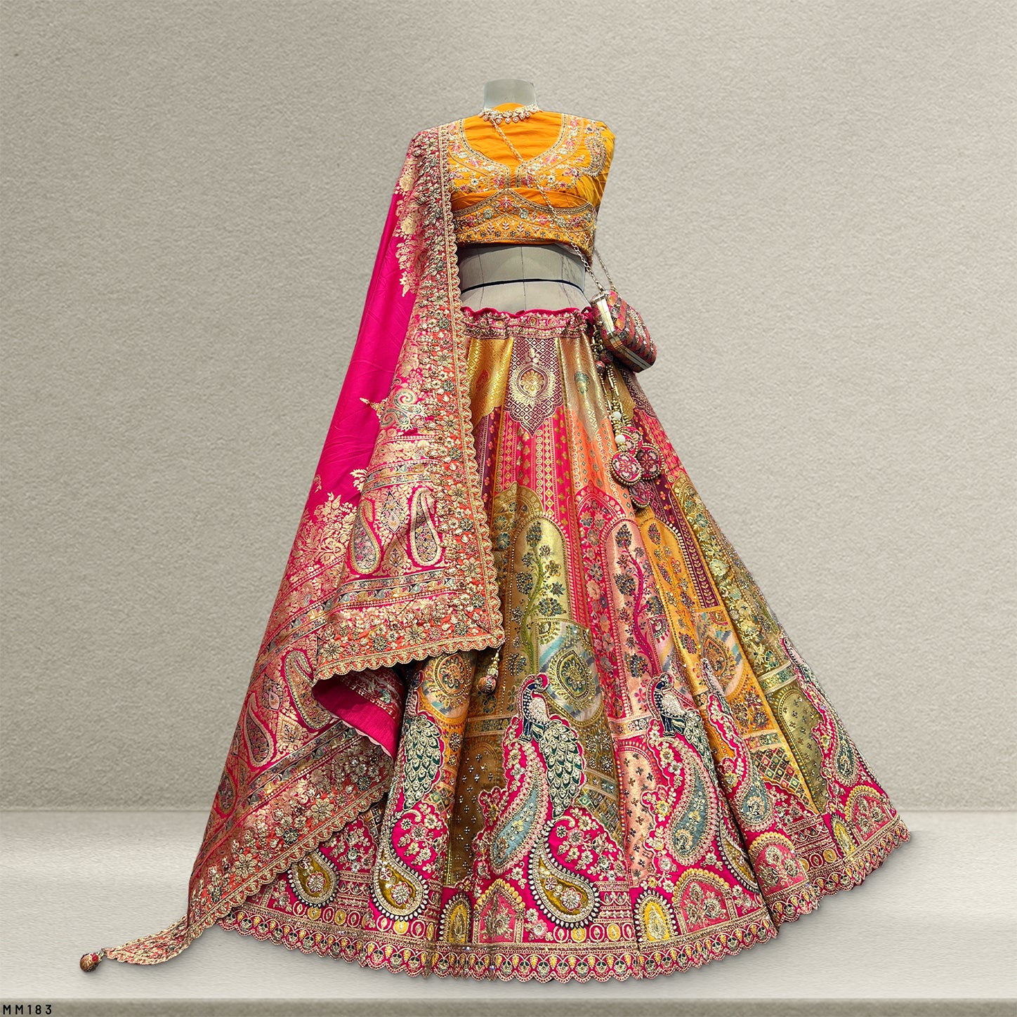The Jaipur Palace Darbar: Heritage Lehenga Ensemble I – Multi Colour – view 1