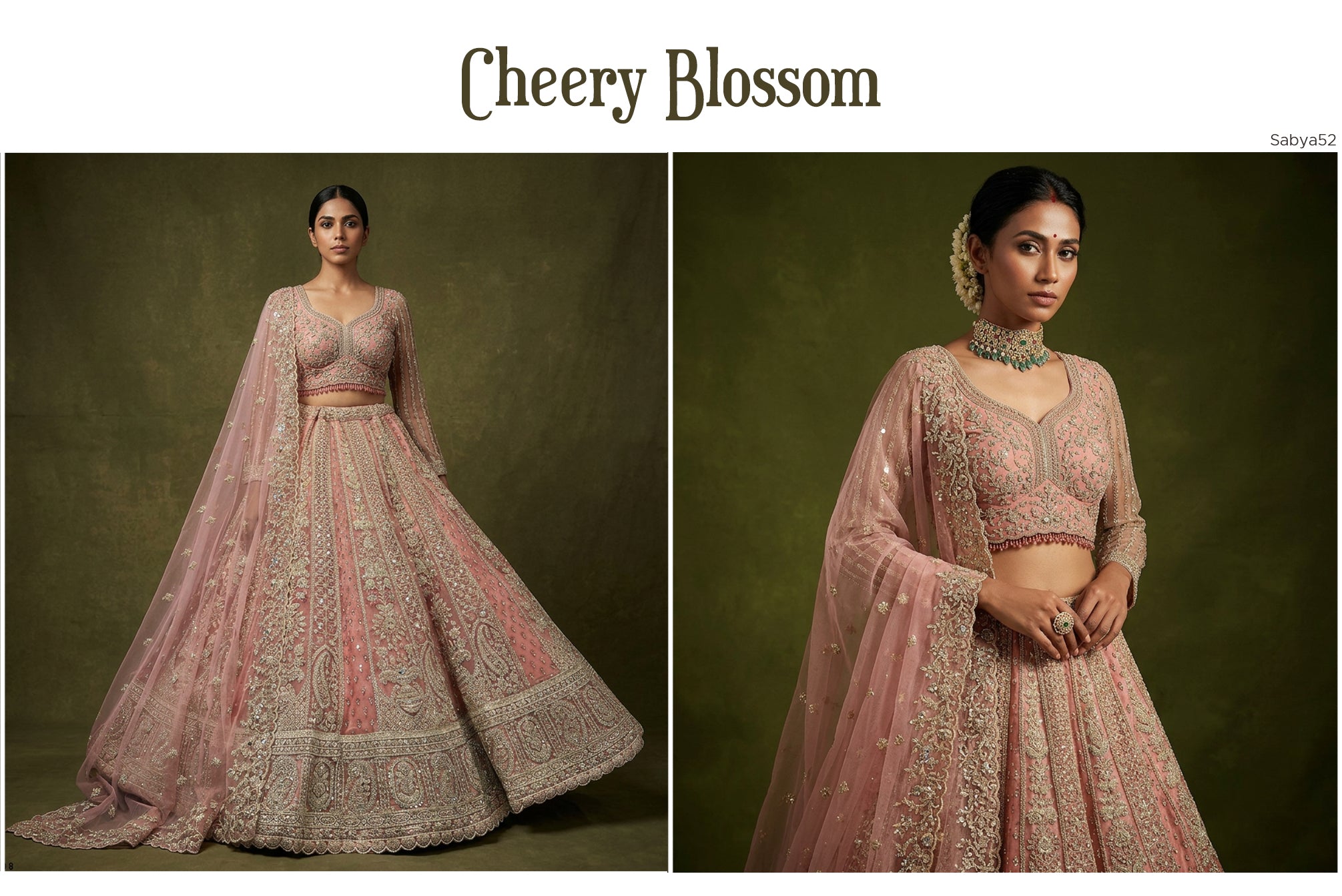 The Kashi Trousseau Edit: Pink Net Lehenga Ensemble – Baby Pink – view 1