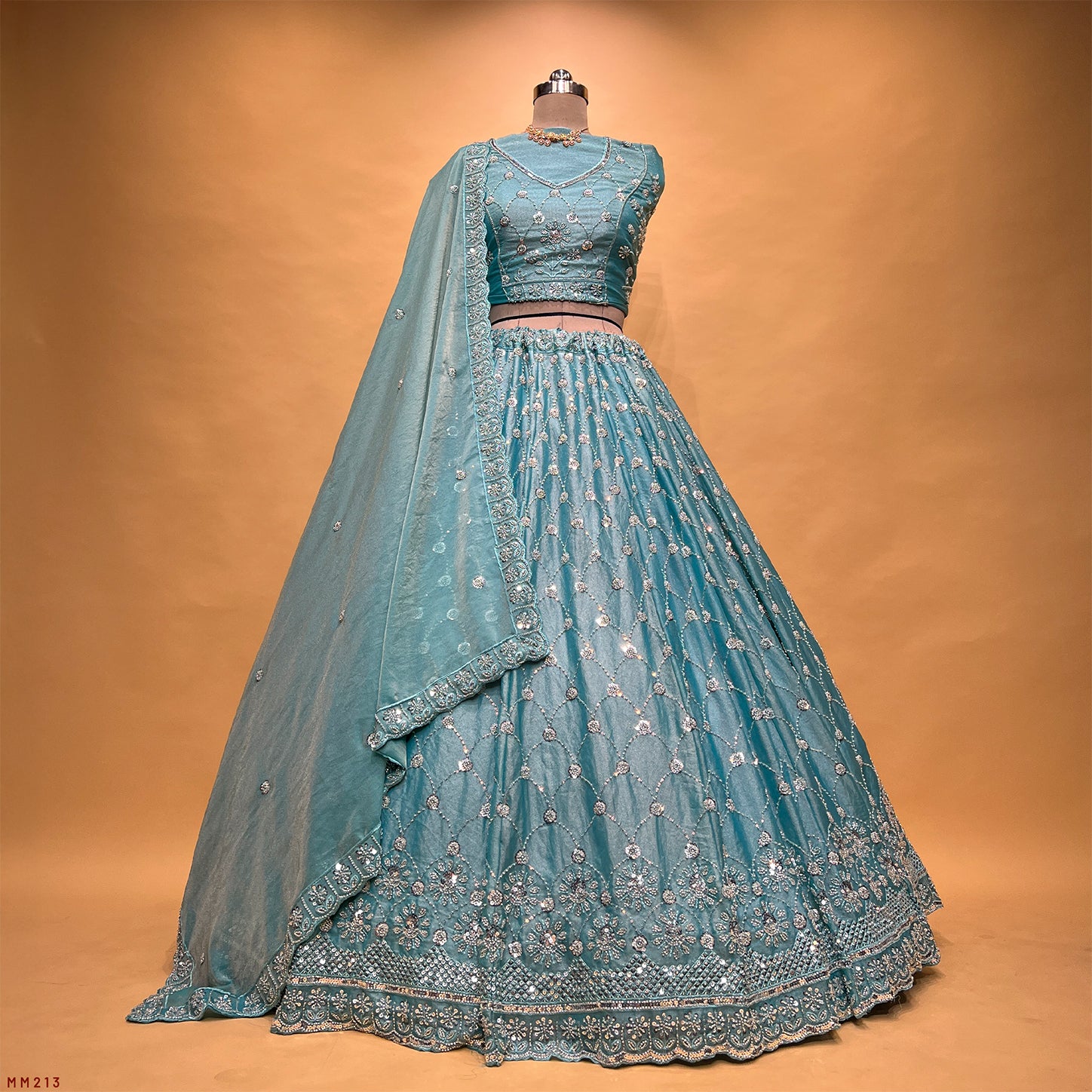 The Marwar Collection Edit: Blue Silk Lehenga Ensemble I – Blue – view 1