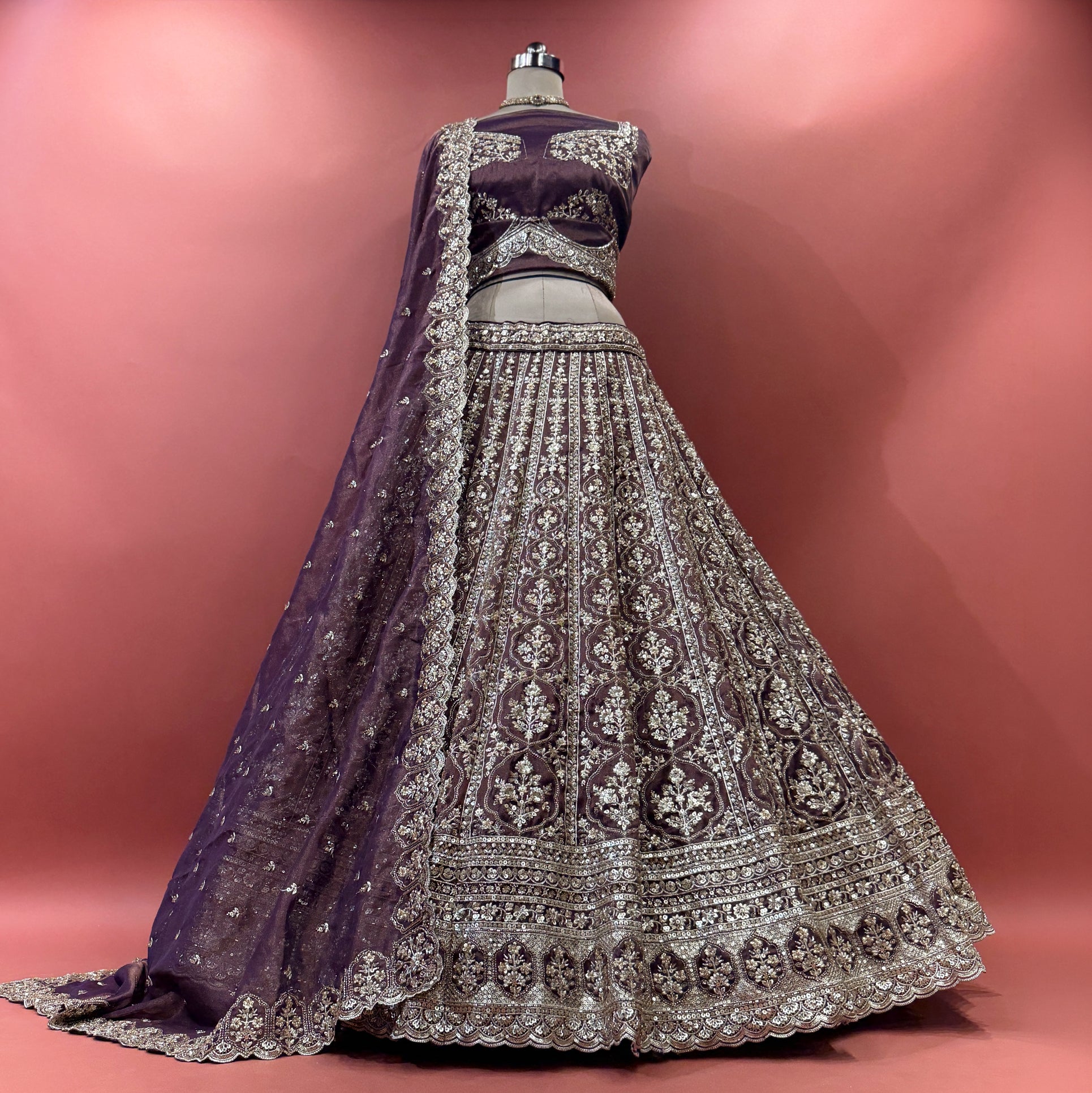 The Parampara Heirloom: Wine Heritage Lehenga Ensemble II – Wine – view 1