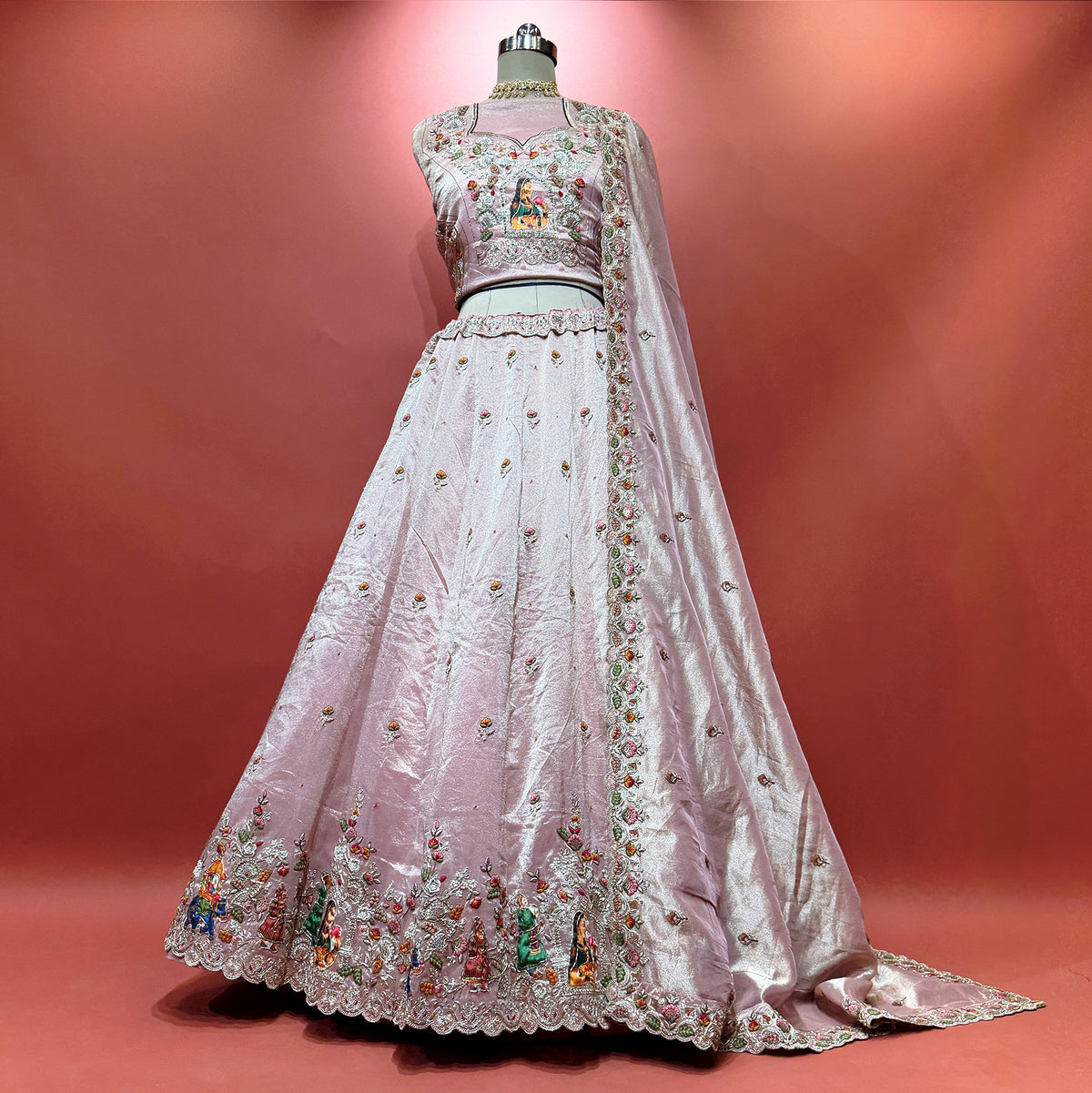 The Rajputana Darbar Edit: Pink Silk Lehenga Ensemble – Pink – view 1