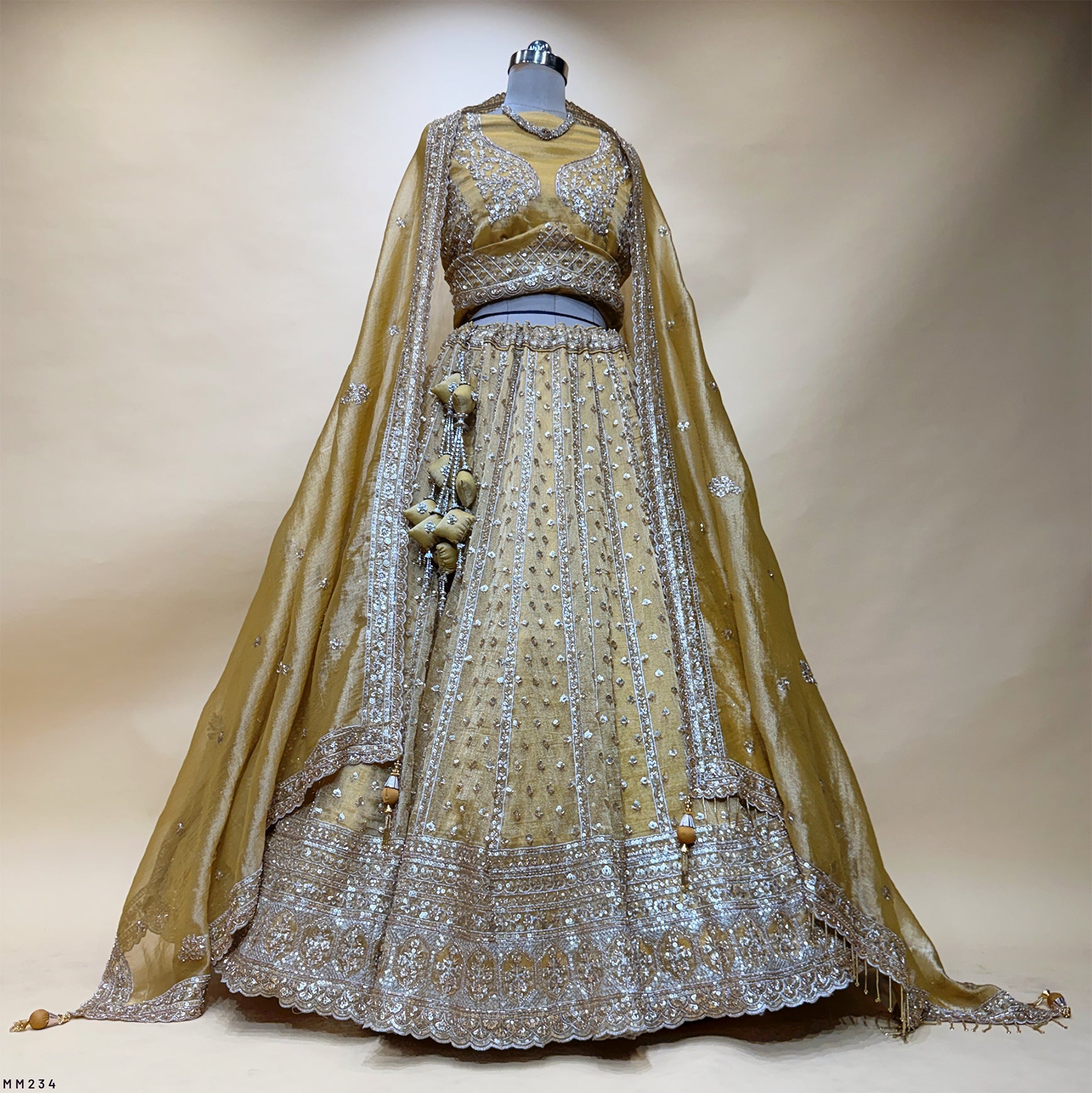 The Kashi Trousseau Collection: Pink & Peach Heritage Lehenga Ensemble III – Baby Pink and Peach – view 5