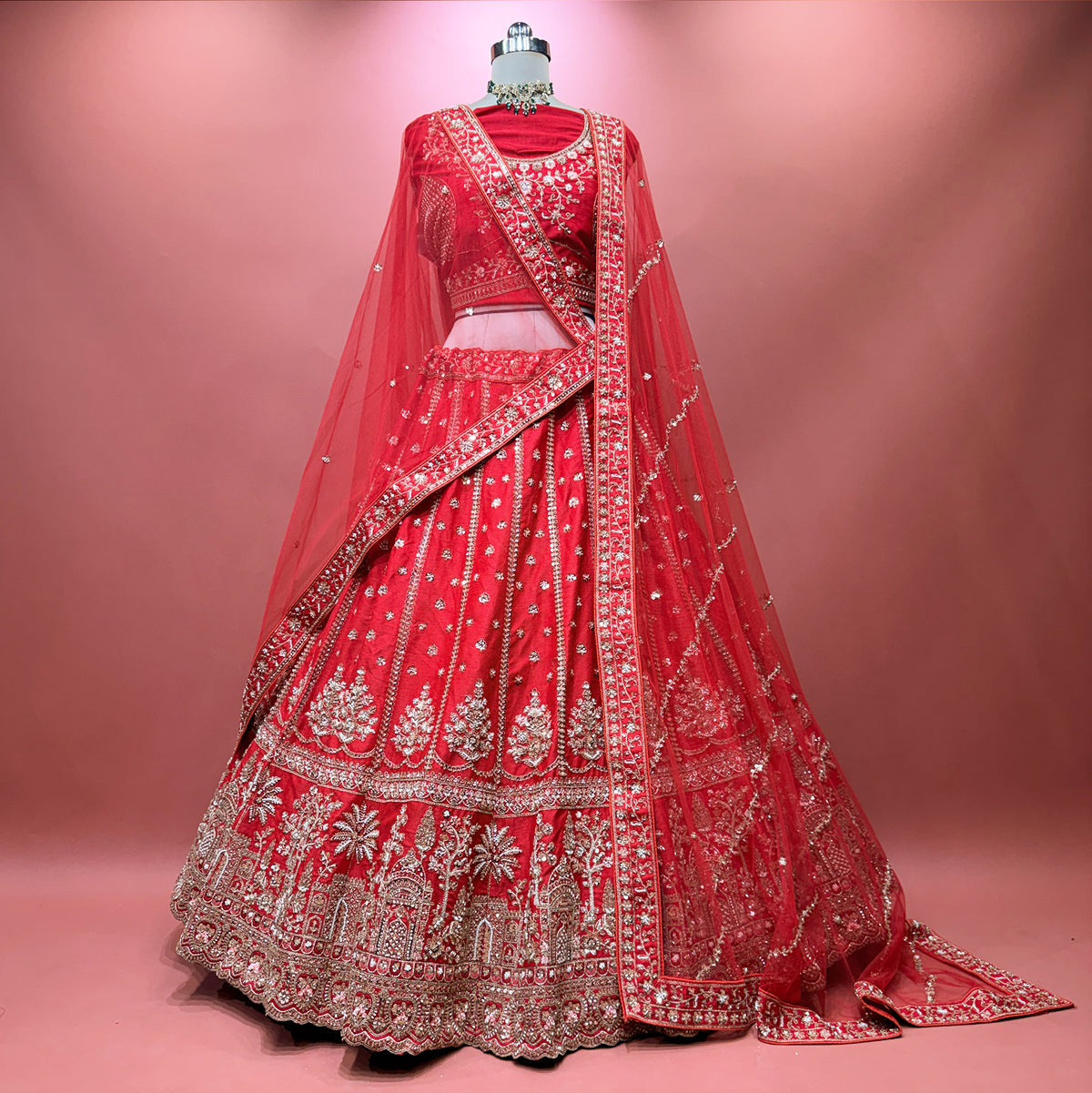 The Rajputana Darbar Edit: Red Heritage Lehenga Ensemble III – Red – view 1
