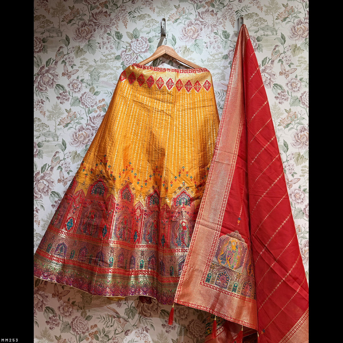 The Rajputana Darbar Edit: Yellow Heritage Lehenga Ensemble – Multi Colour and Yellow – view 1