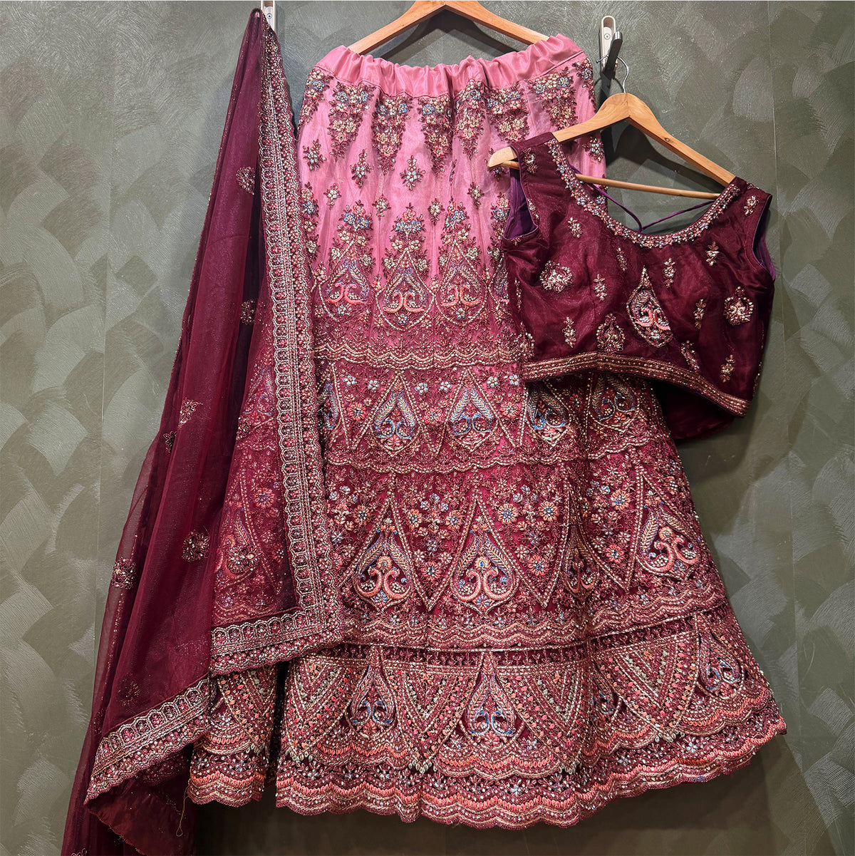 The Ananda Darbar: Gold Net Lehenga Ensemble IV – Gold – view 5