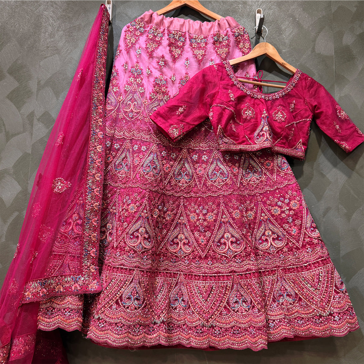 The Ananda Darbar: Gold Net Lehenga Ensemble IV – Gold – view 7