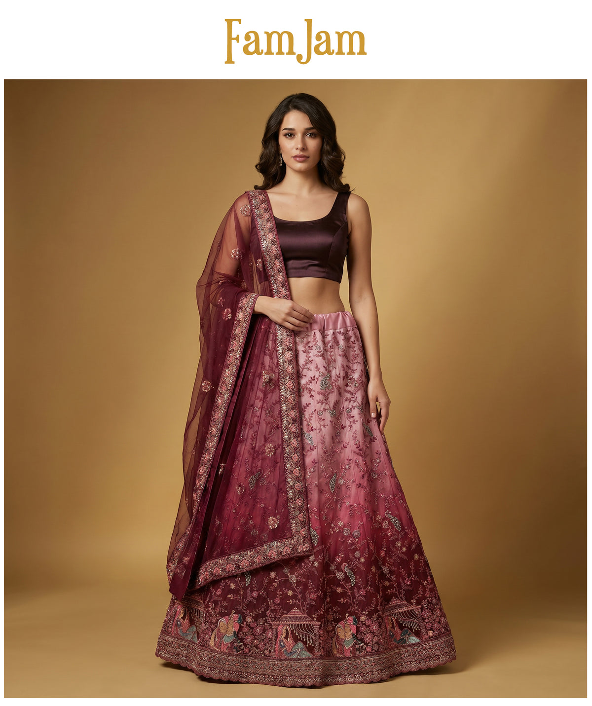 The Banaras Loom Collection: Blue Net Lehenga Ensemble IV – Blue – view 6