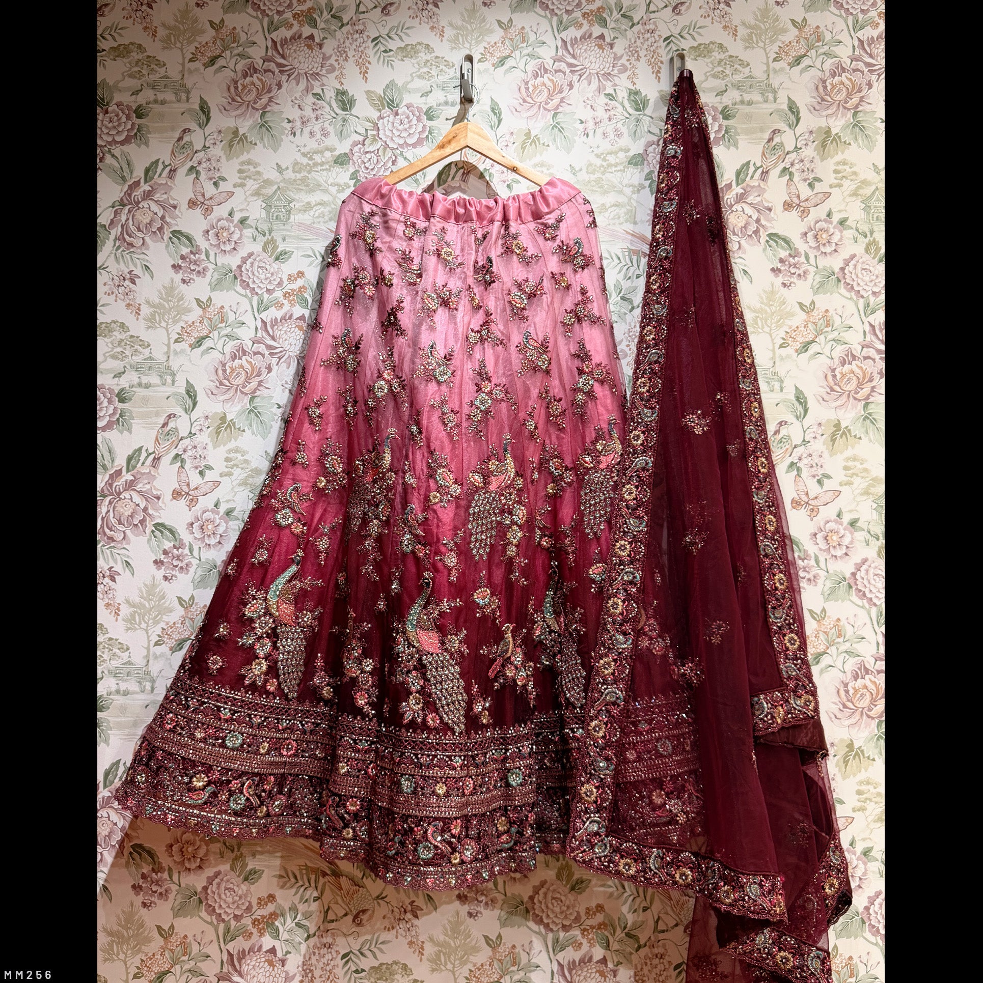 The Shagun Collection: Maroon Heritage Lehenga Ensemble I – Maroon – view 3