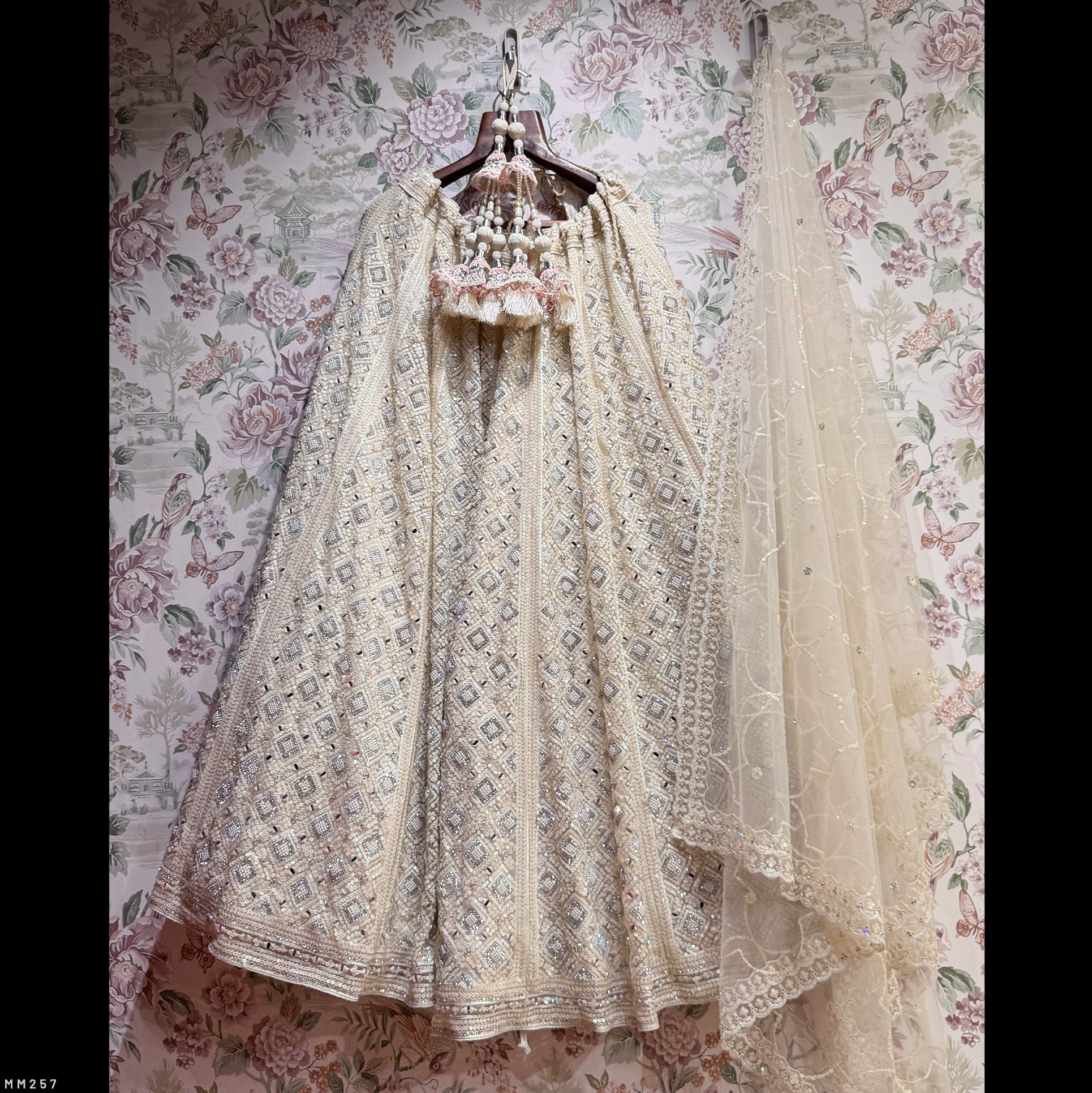 The Banaras Loom Heirloom: White & Ivory Heritage Lehenga Ensemble III – Off White and Ivory – view 1