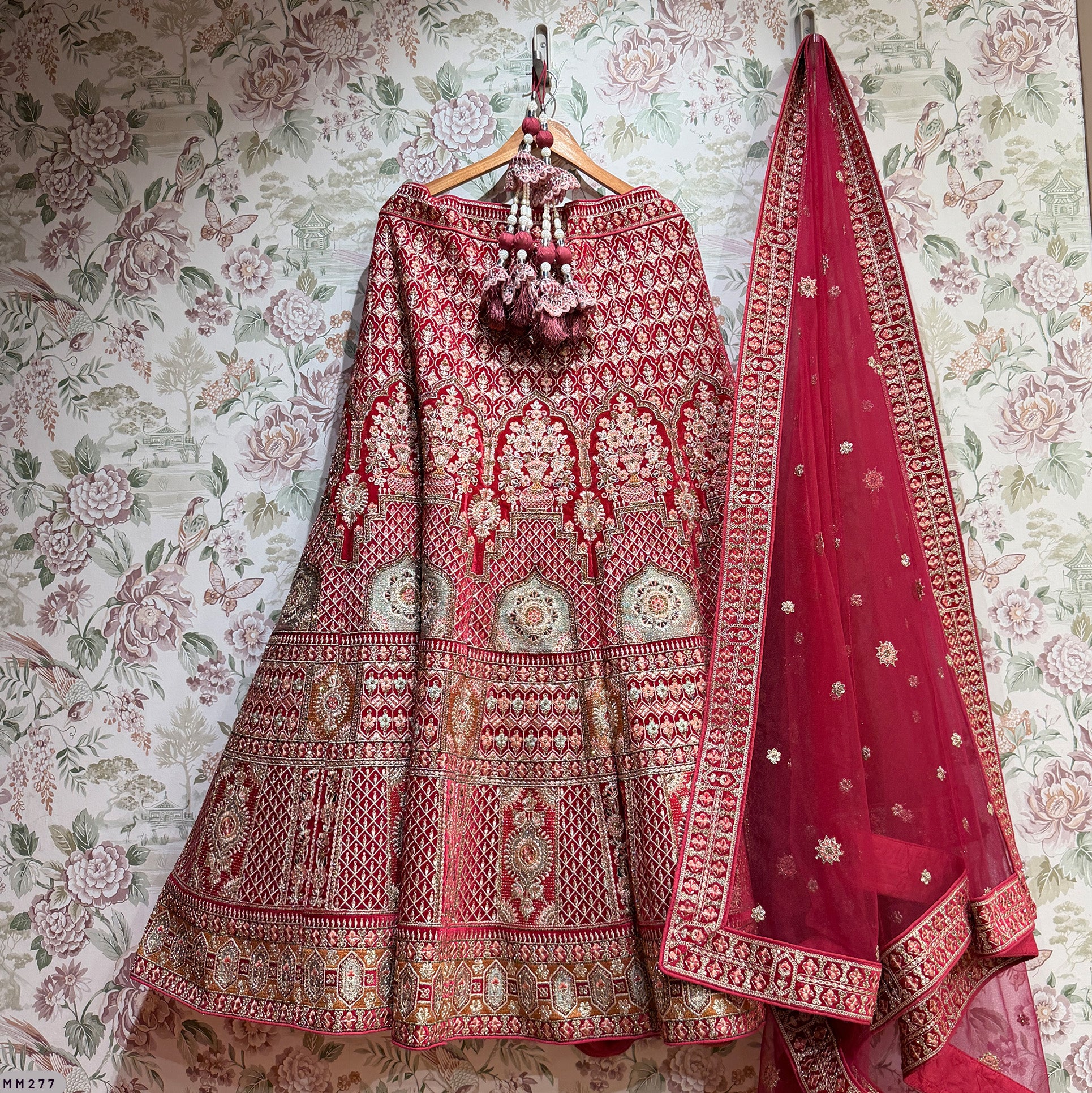 The Jaipur Palace Edit: Red Heritage Lehenga Ensemble – Red – view 1