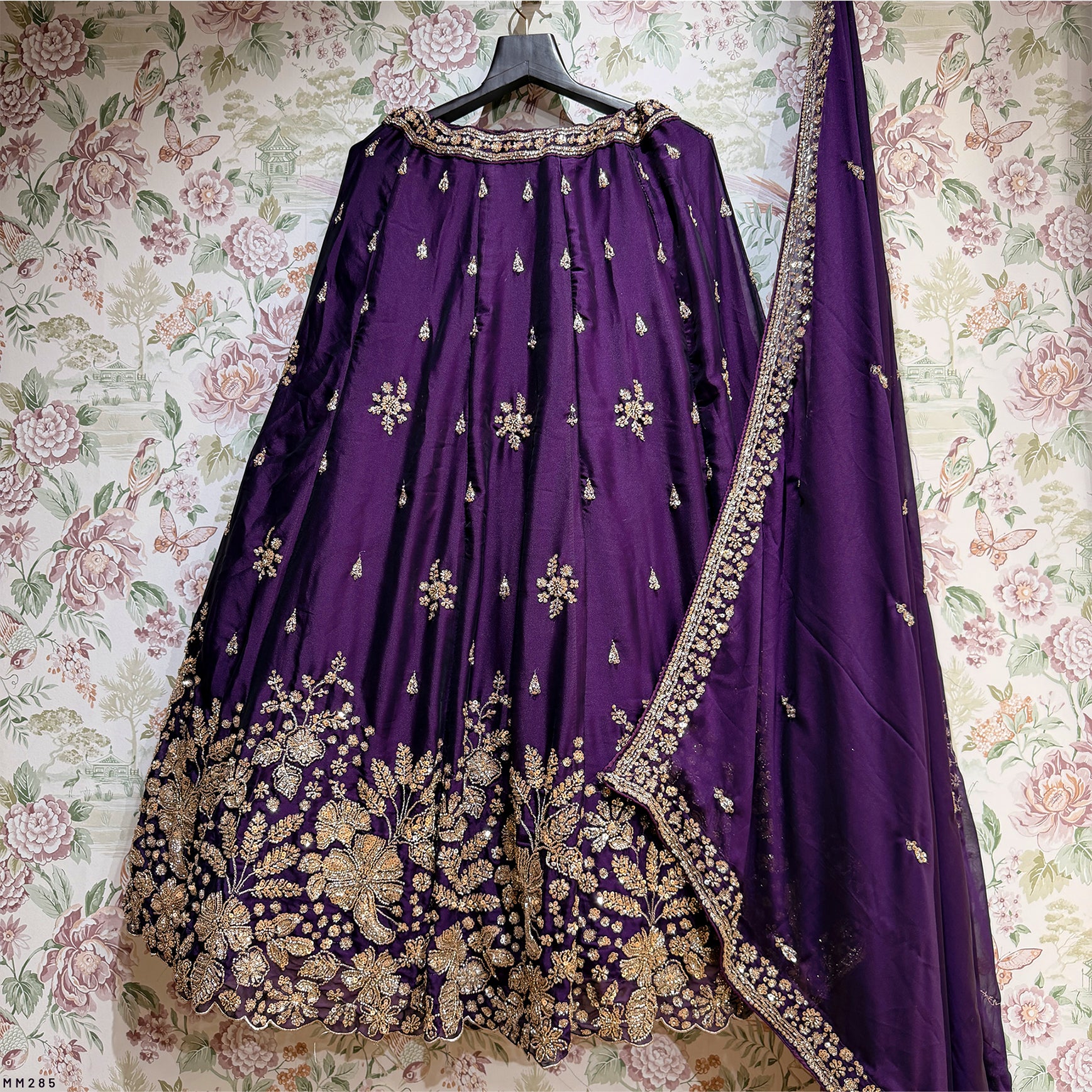 The Rajputana Darbar Edit: Wine Heritage Lehenga Ensemble I – Wine – view 1
