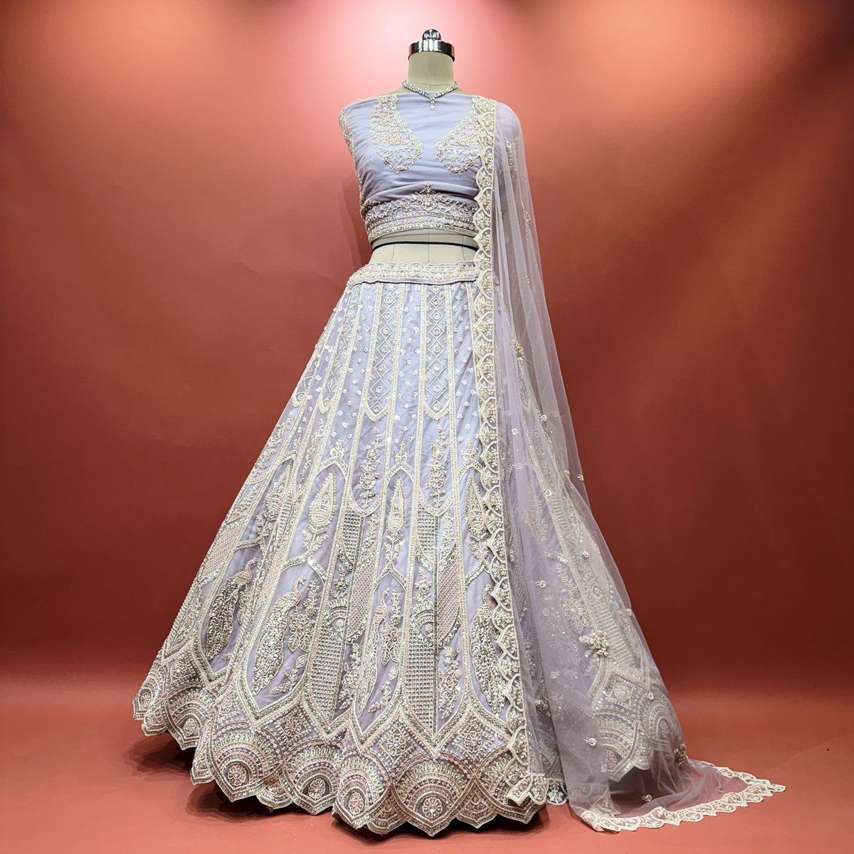 The Mangalam Darbar: Ivory Heritage Lehenga Ensemble III – Ivory – view 2