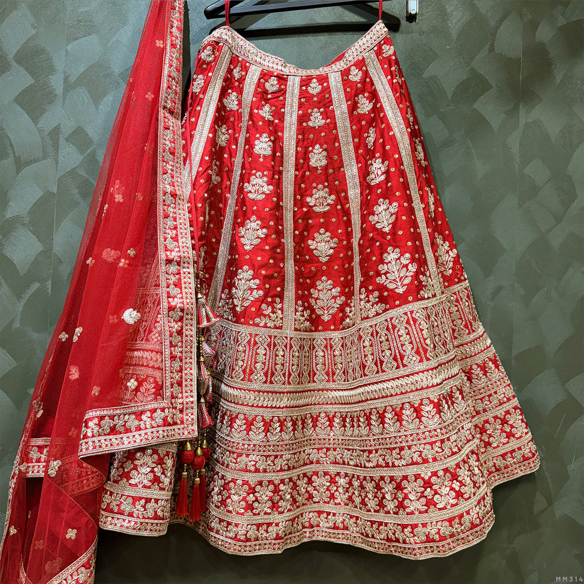 The Udaipur Royal Heirloom: Red Heritage Lehenga Ensemble – Red – view 1