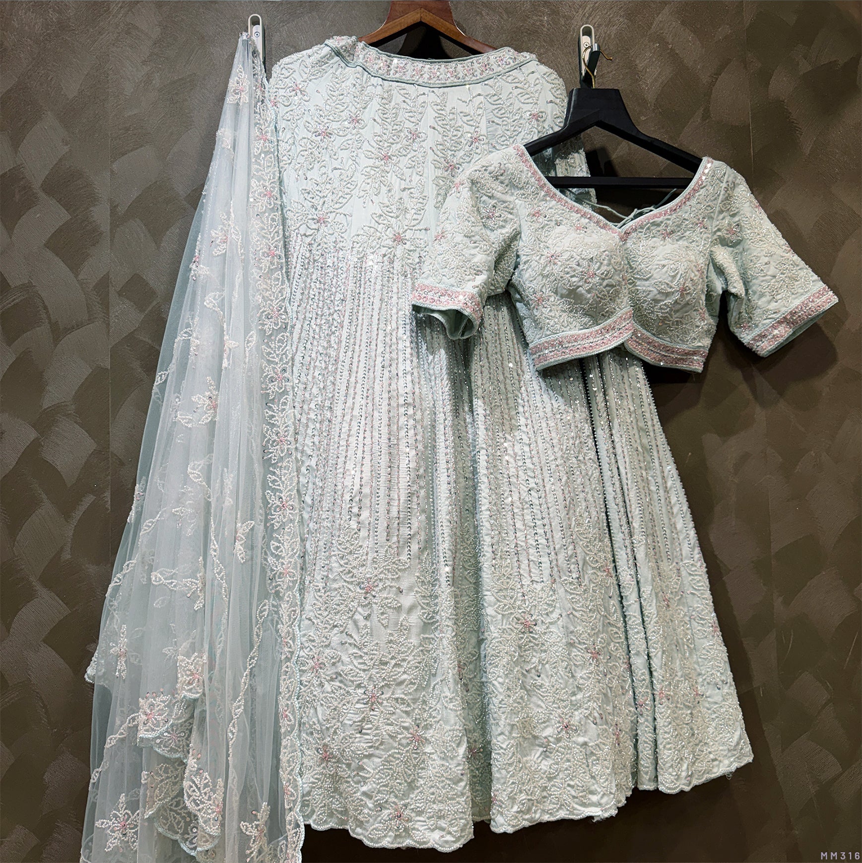The Parampara Heirloom: Blue Heritage Lehenga Ensemble – Blue – view 1